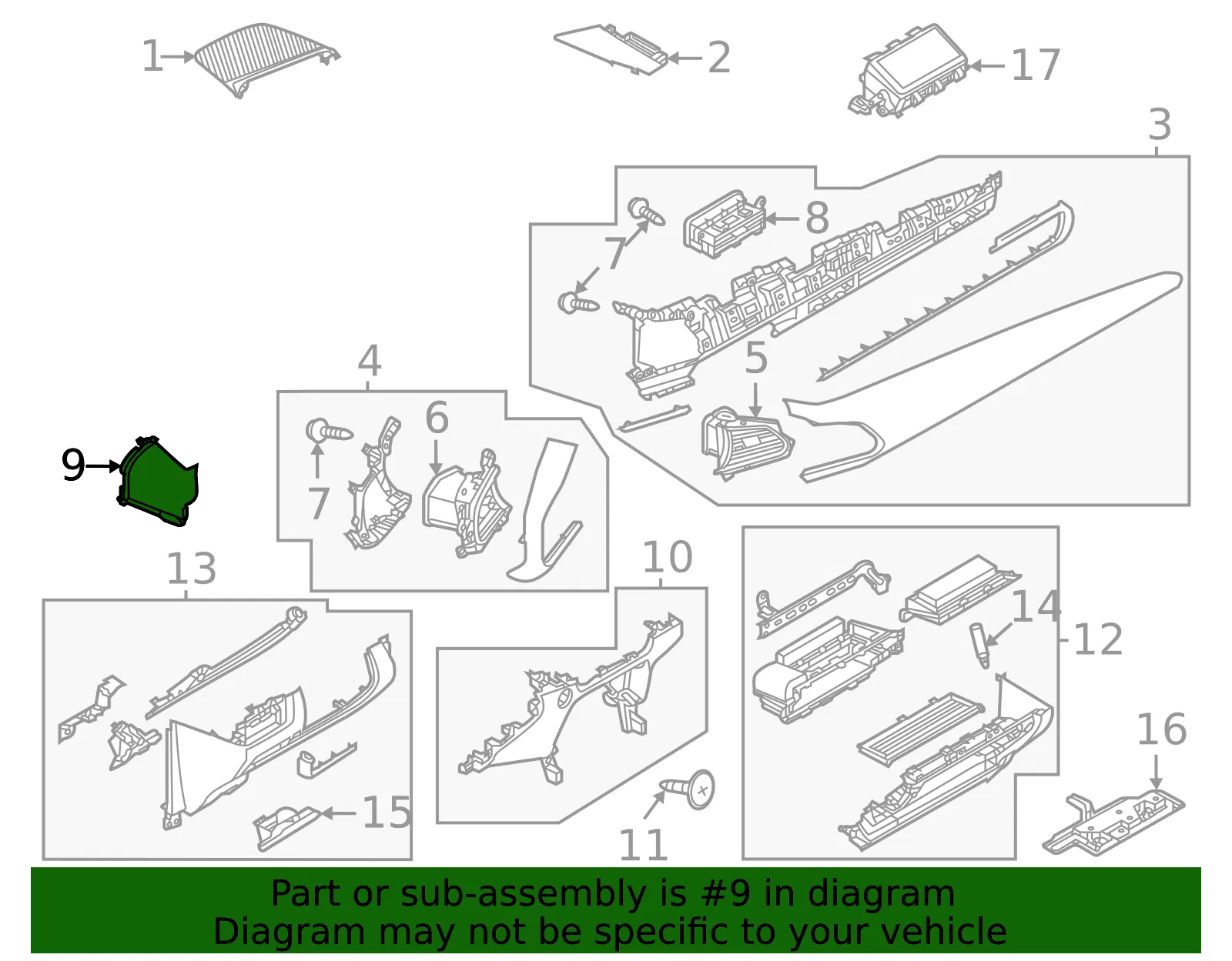Instrument Panel Side Cover - Mazda (dgh964950) - view 2