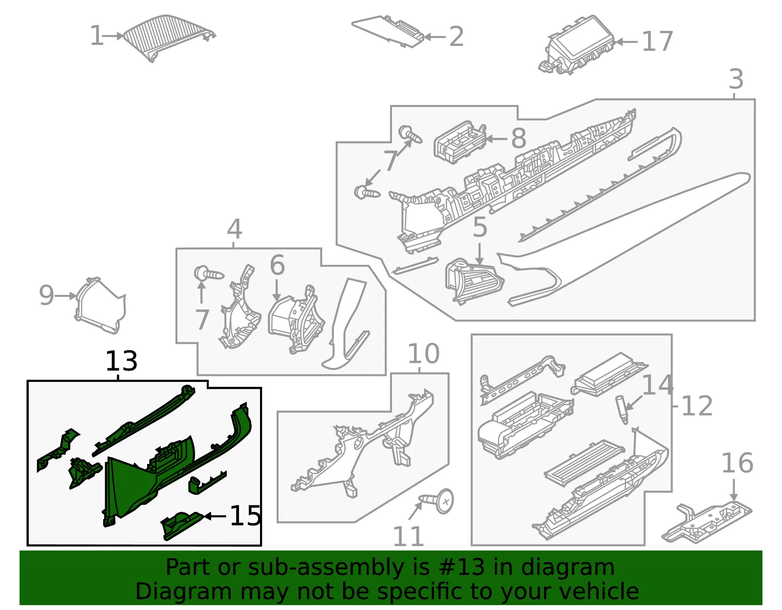 Instrument Panel Knee Bolster - Mazda (dgj164280c) - view 2