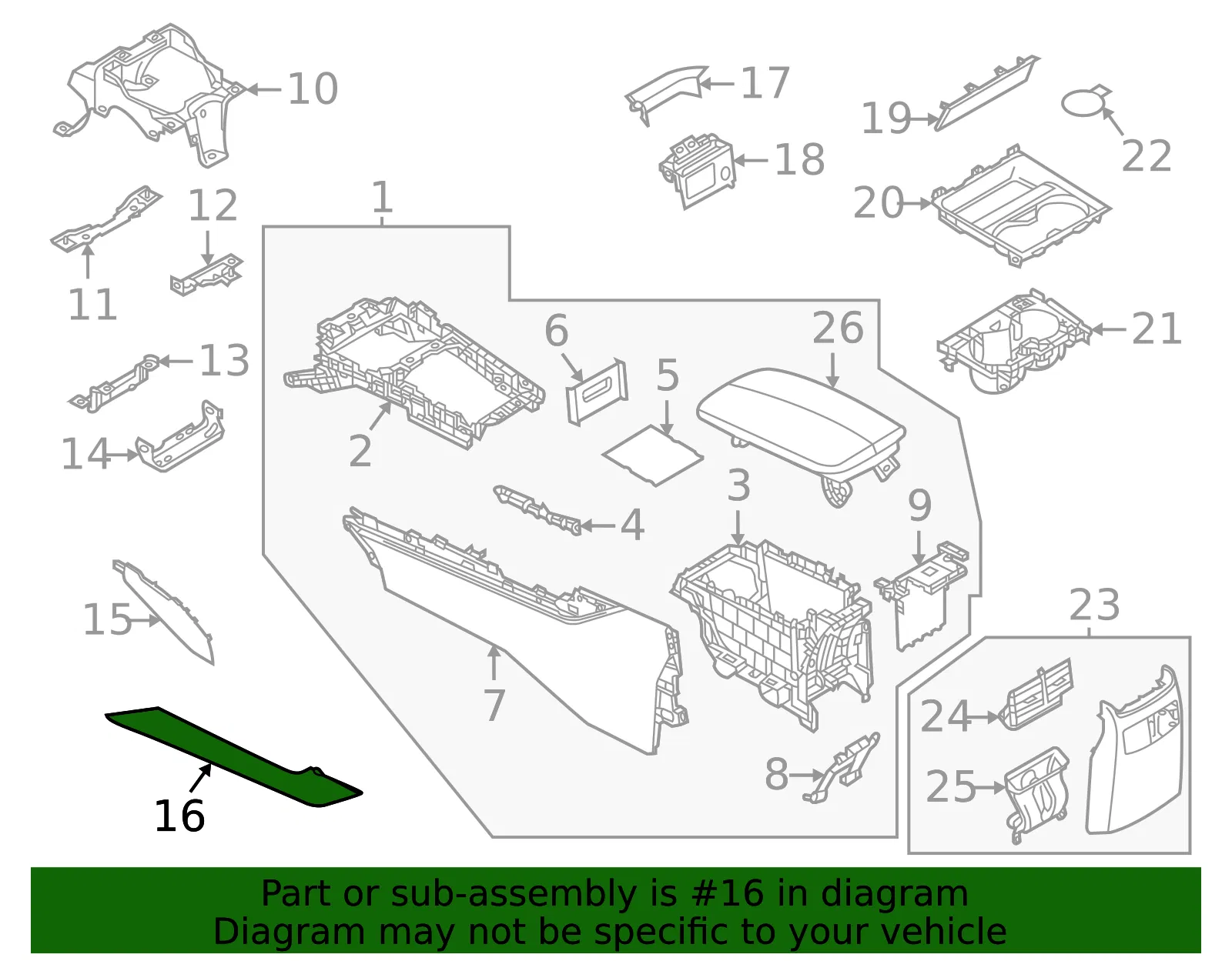 Console Trim Panel - Mazda (dgj26448xa03) - view 2