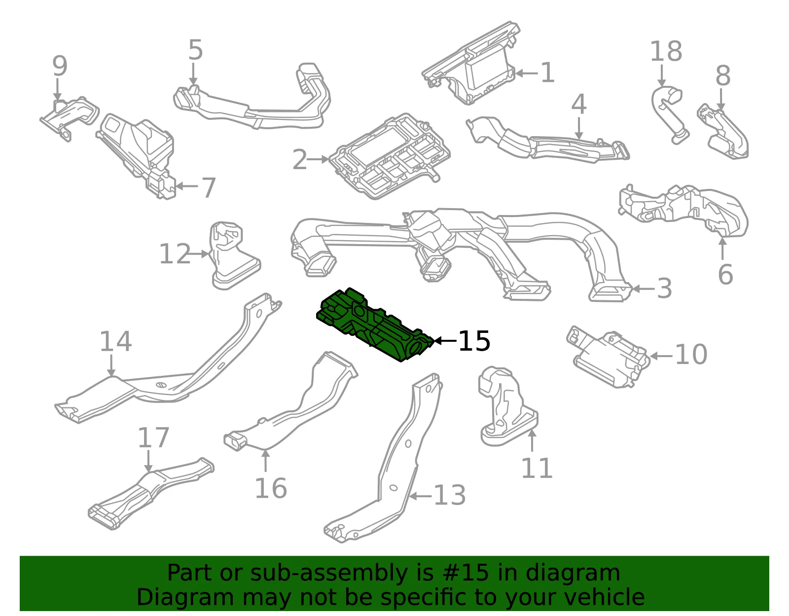Instrument Panel Air Duct - Mazda (dgj36113ya) - view 2