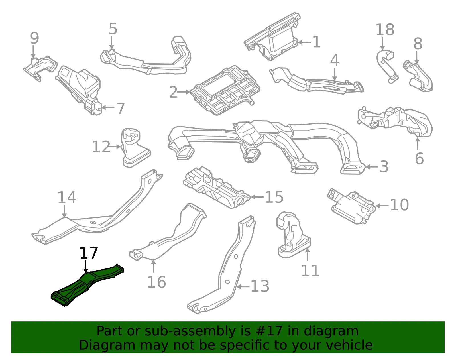 Instrument Panel Air Duct - Mazda (dgj4618a2a) - view 2