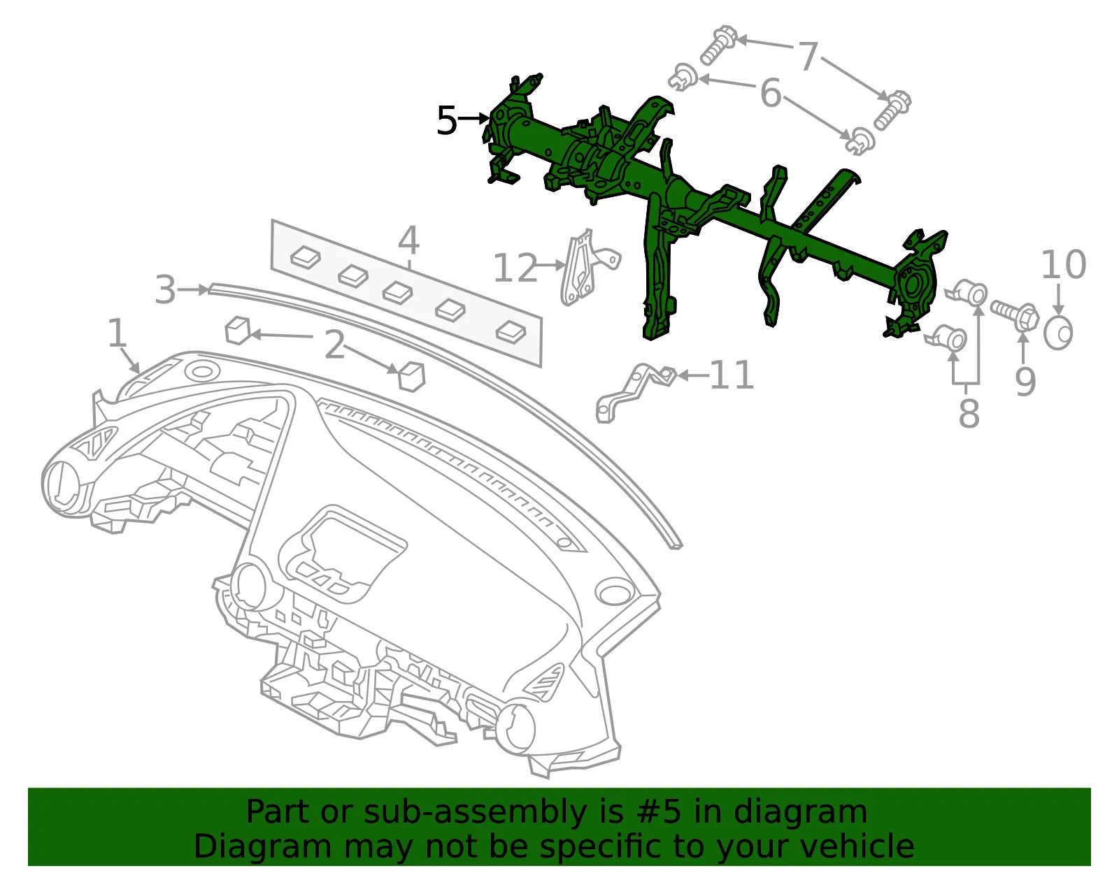 Instrument Panel Cross-Member - Mazda (dh1e60420) - view 2