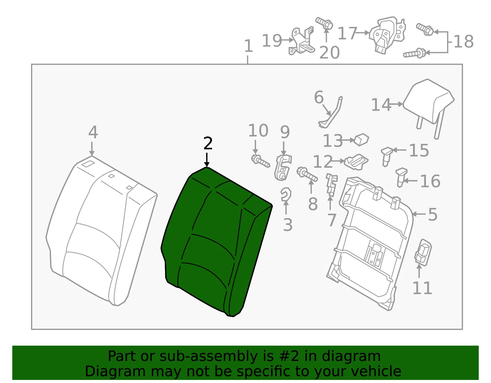 Seat Back Cushion Cover - Mazda (dn2g8840113) - view 2