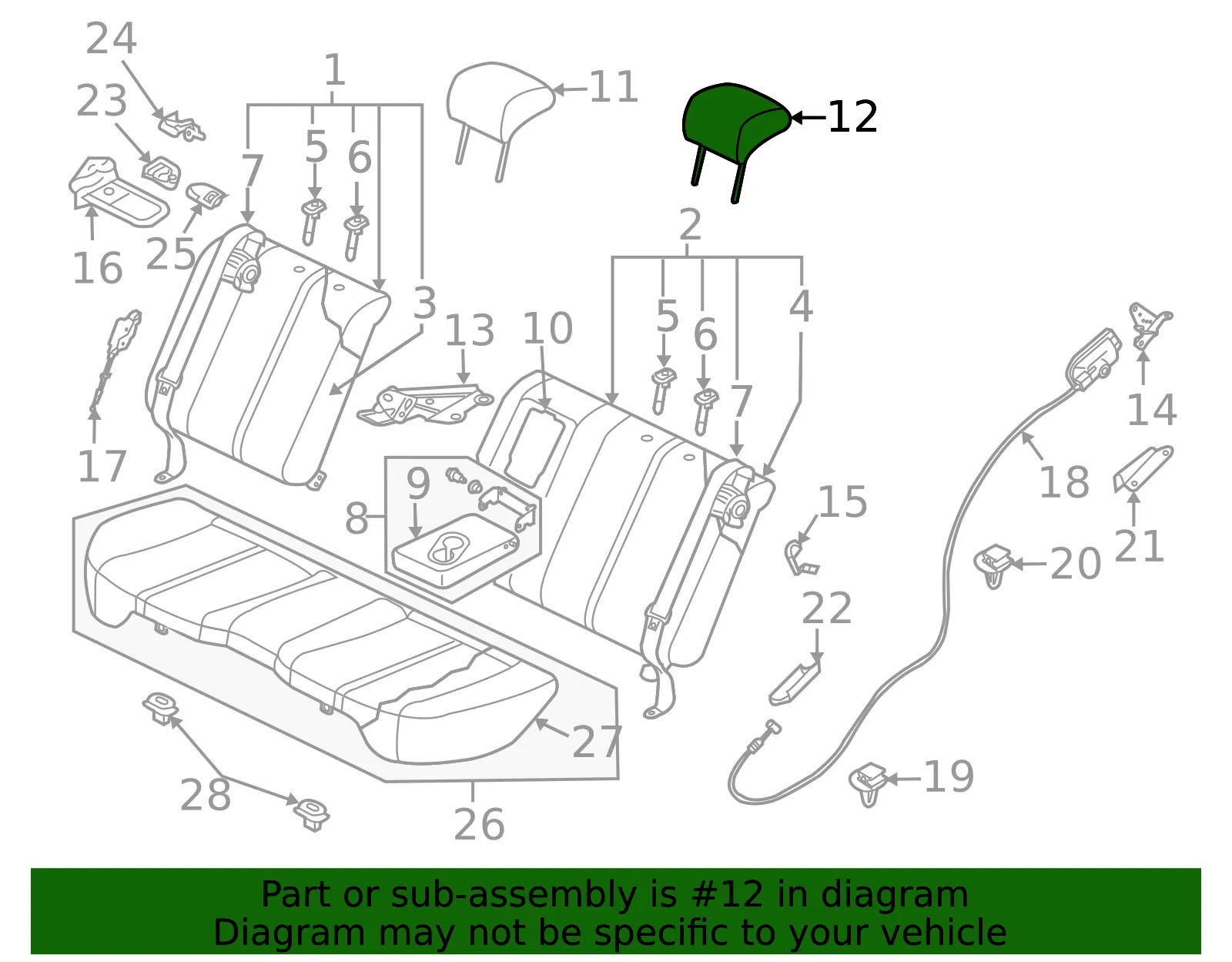 Headrest, Center - Mazda (eg5188340a02) - view 2
