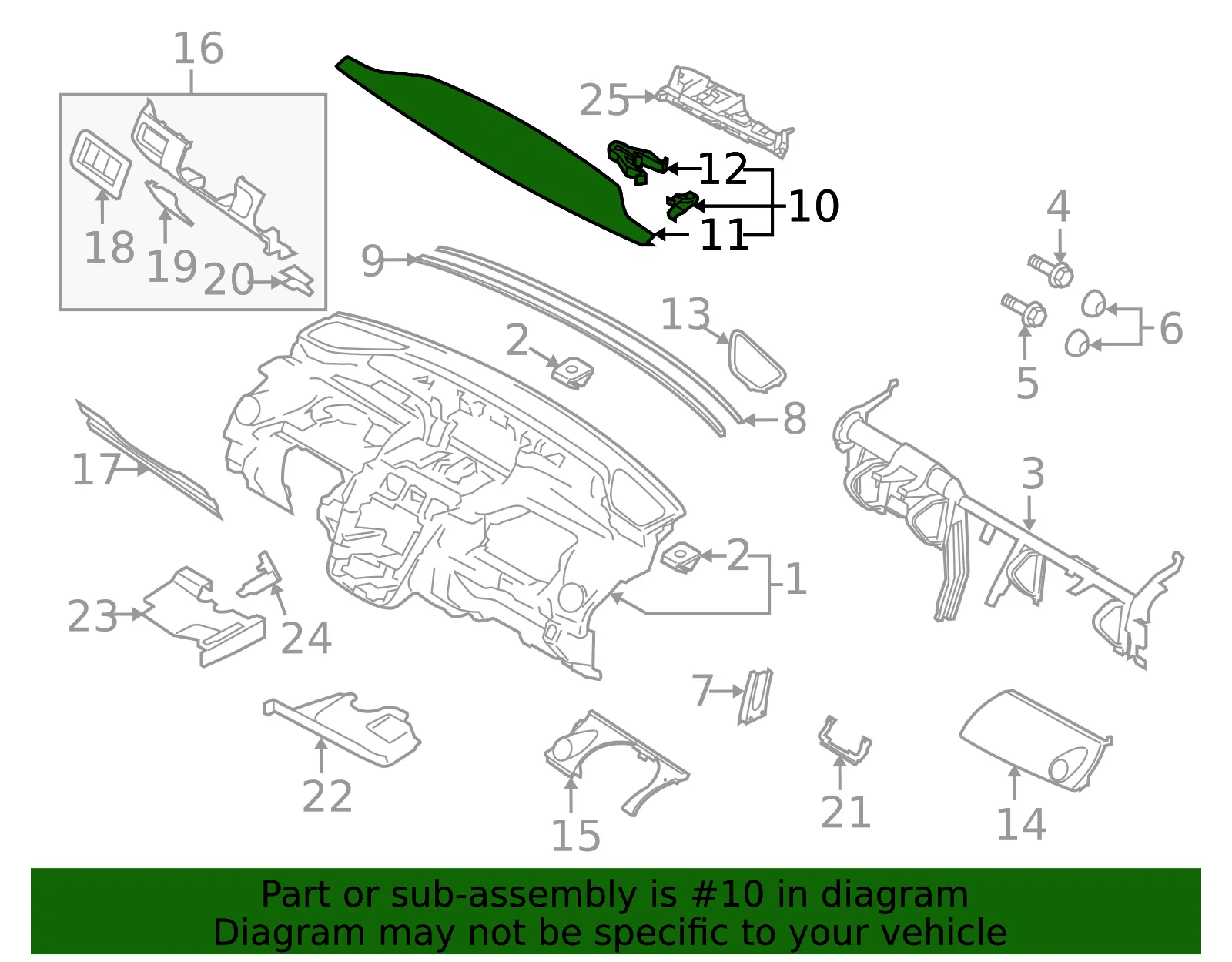 Instrument Panel Trim Panel - Mazda (eh4460710b) - view 2