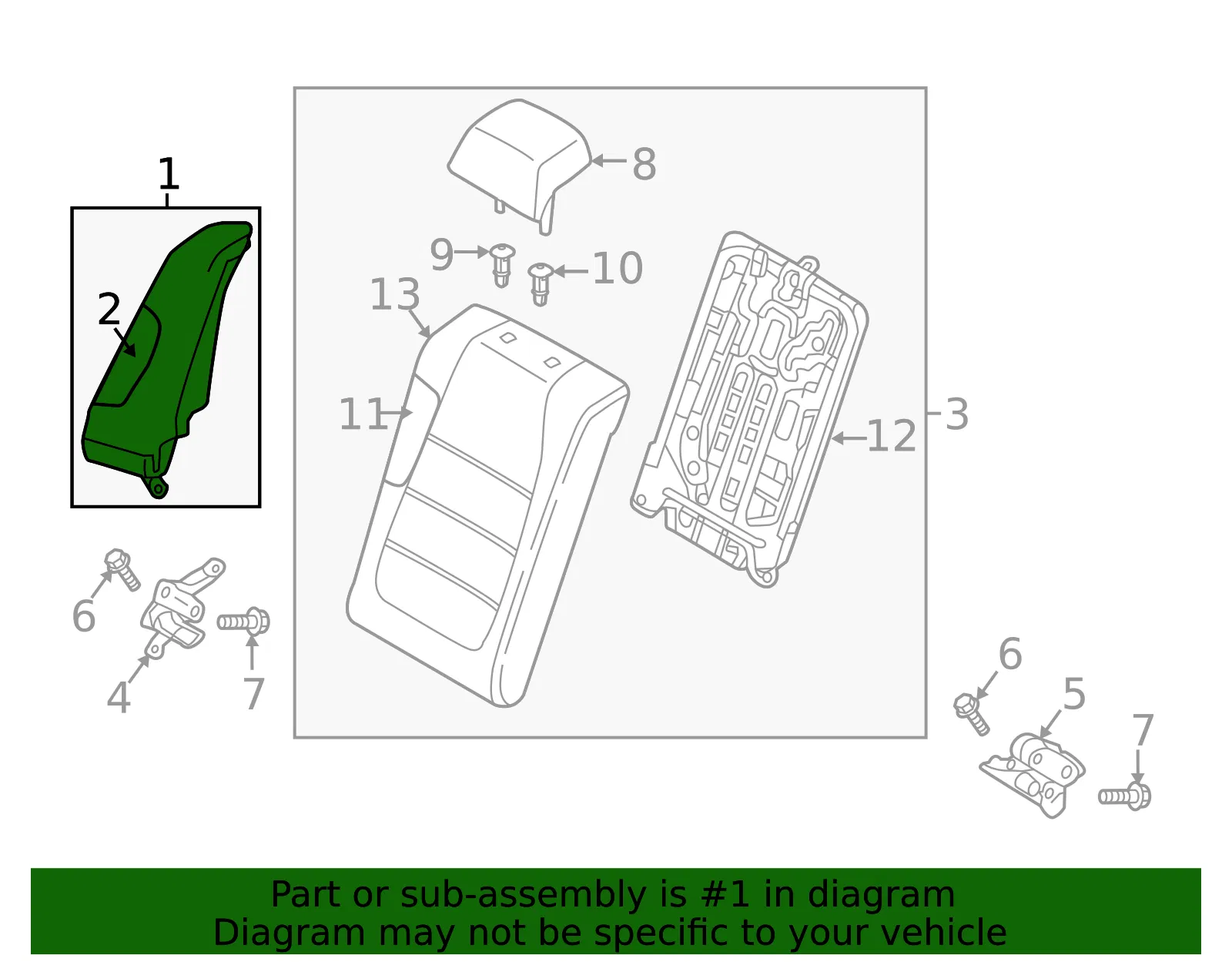 Seat Back Bolster Assembly - Mazda (g45f57500a03) - view 2