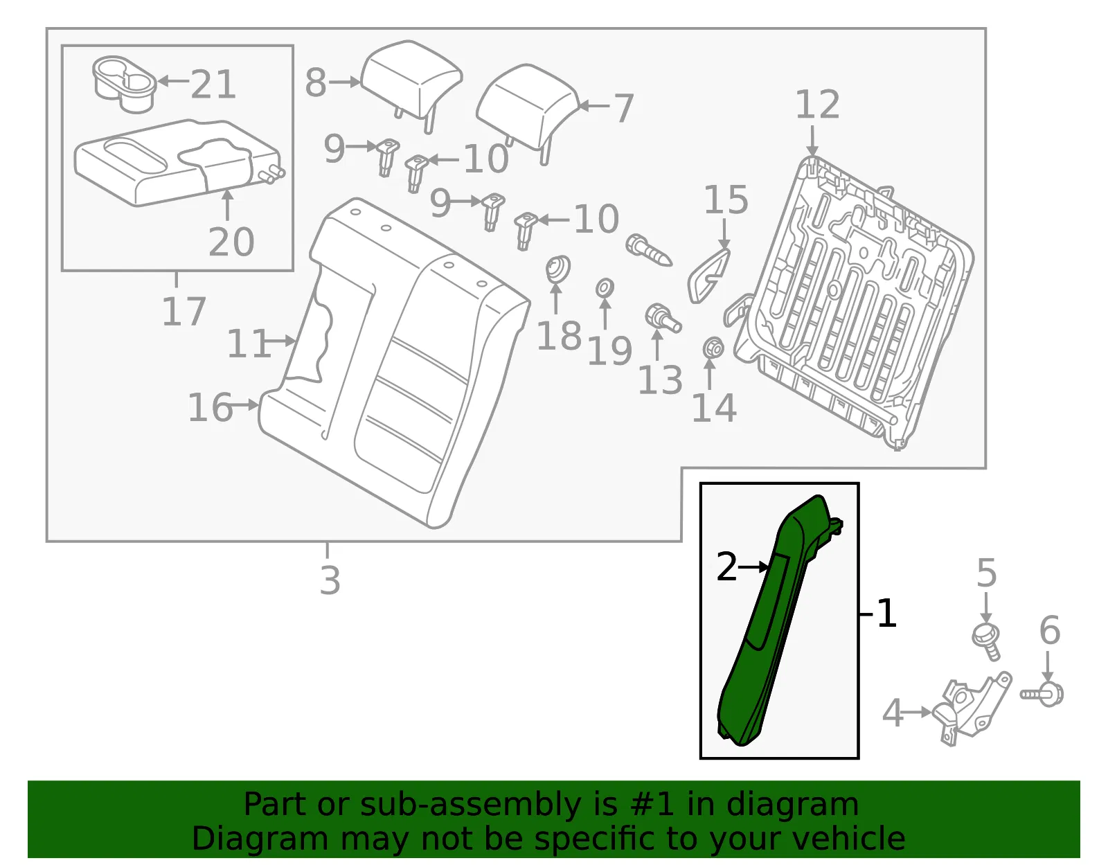 Seat Back Bolster Assembly - Mazda (g45f57550a03) - view 2