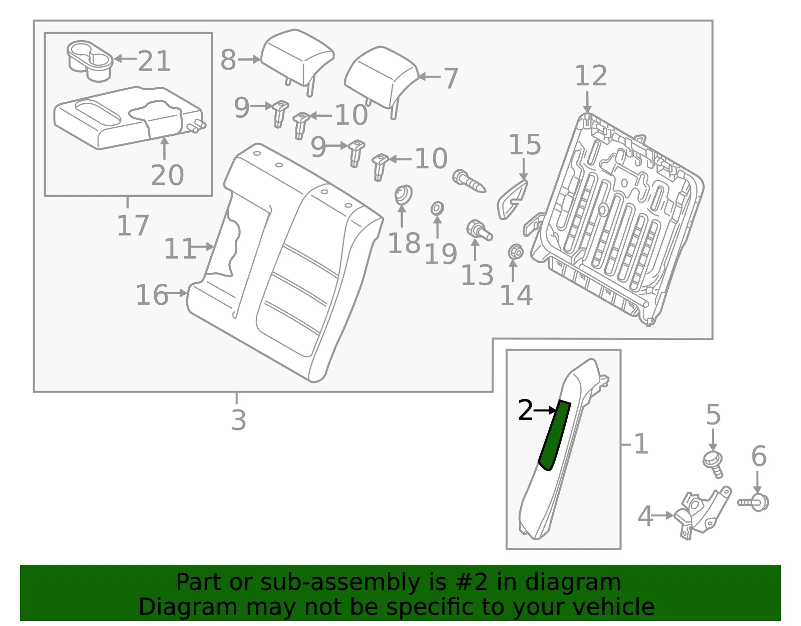 Seat Back Bolster Assembly - Mazda (g45f8855103) - view 2
