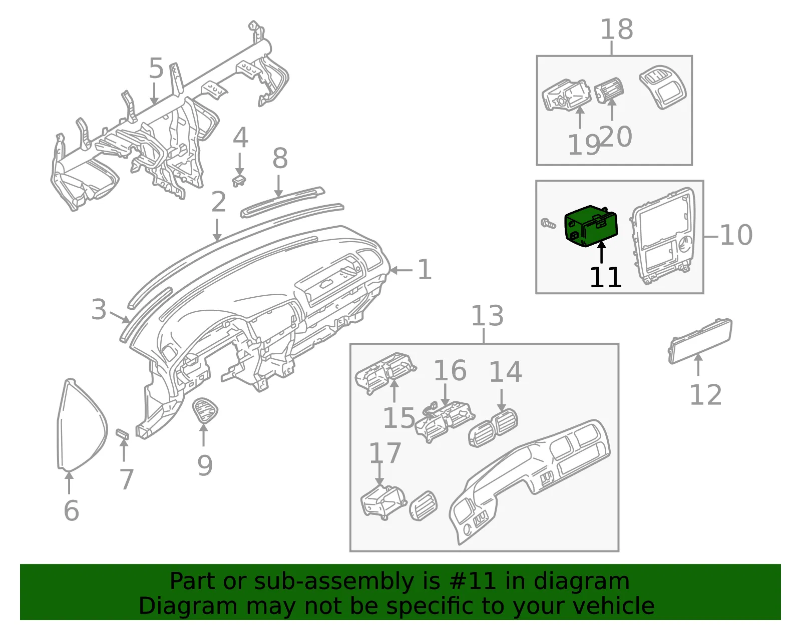Instrument Panel Pocket - Mazda (gg2a6418030) - view 2