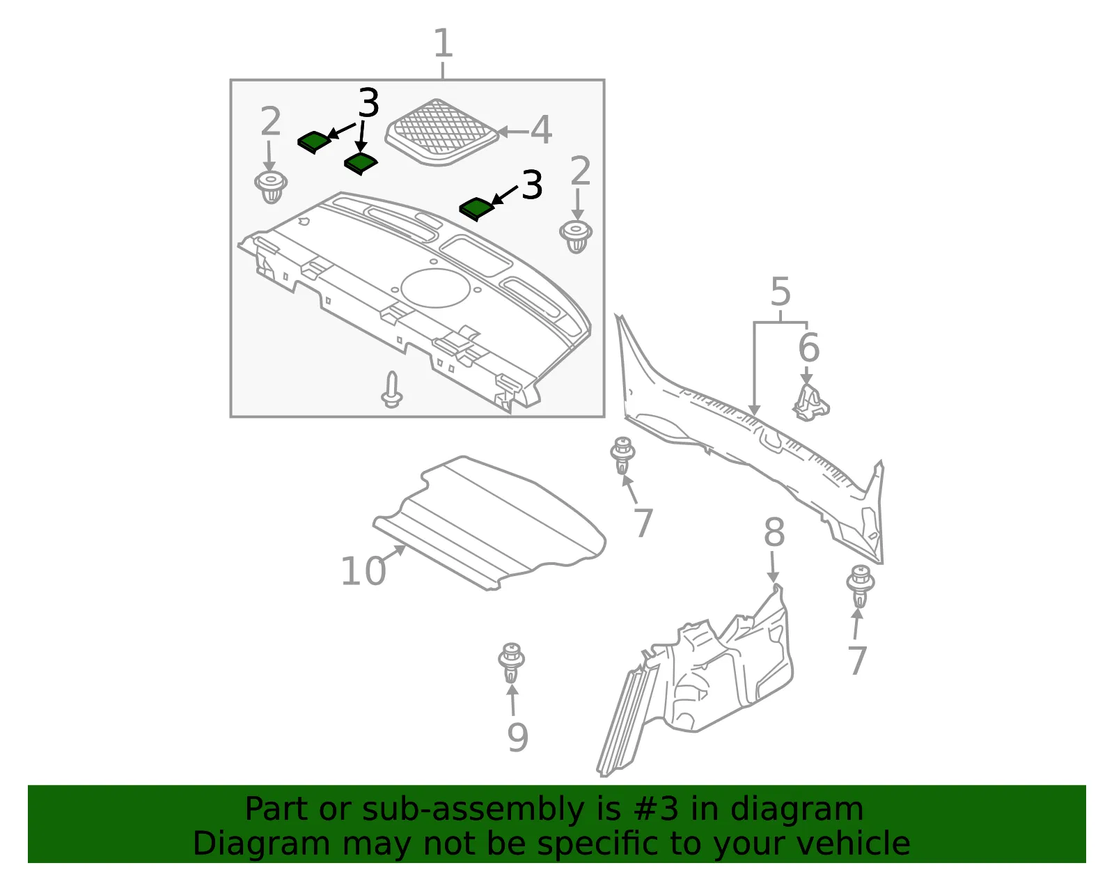 Pkg Tray Trim Cover - Mazda (gj6a683r1a02) - view 2