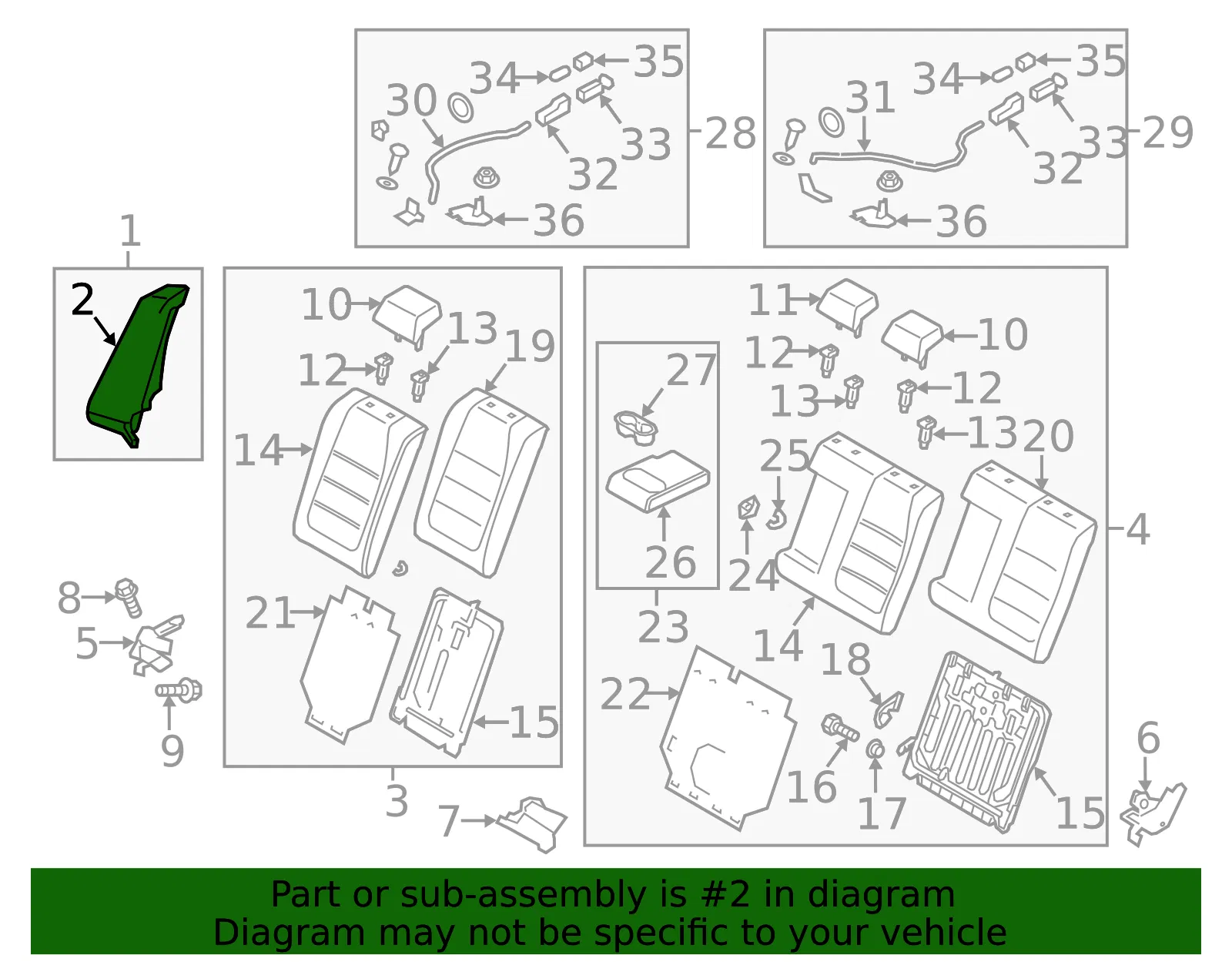 Seat Back Bolster Assembly - Mazda (gjs557550a34) - view 2