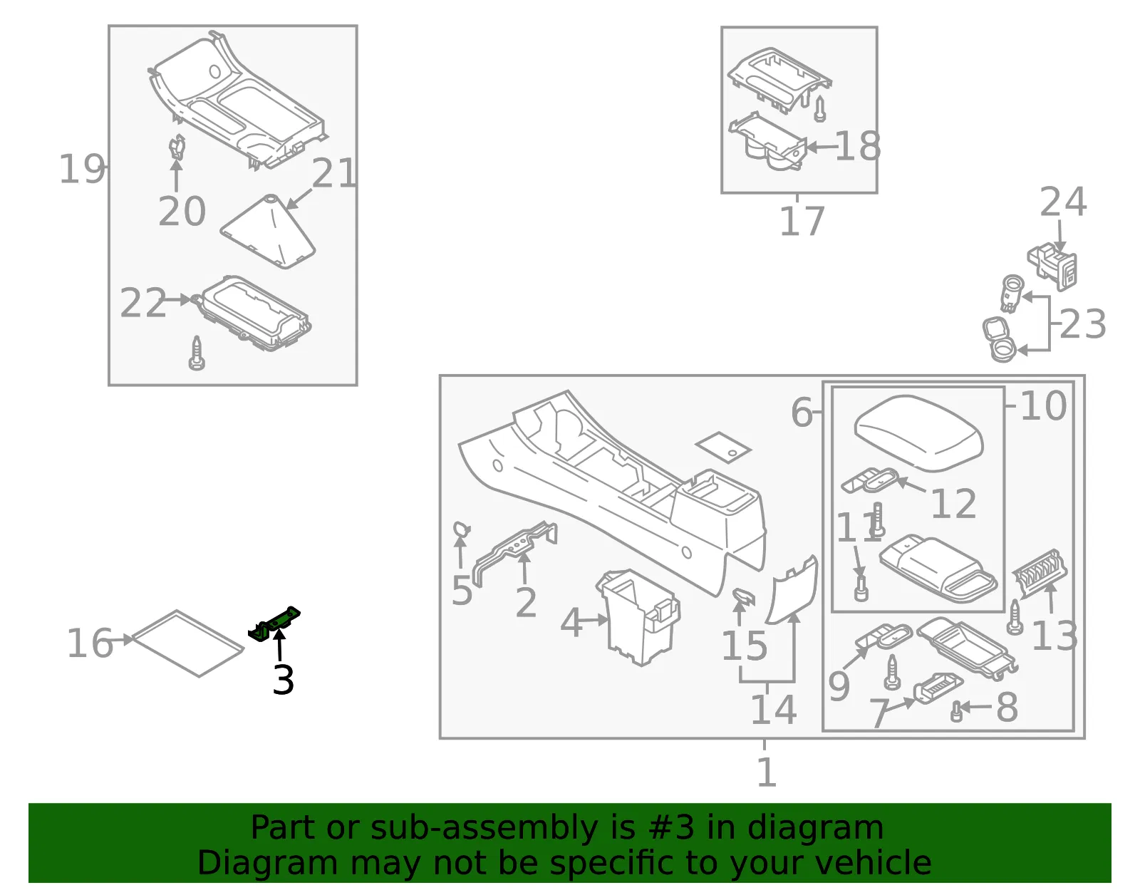 Console Assembly Rear Bracket - Mazda (gk2a64416) - view 2