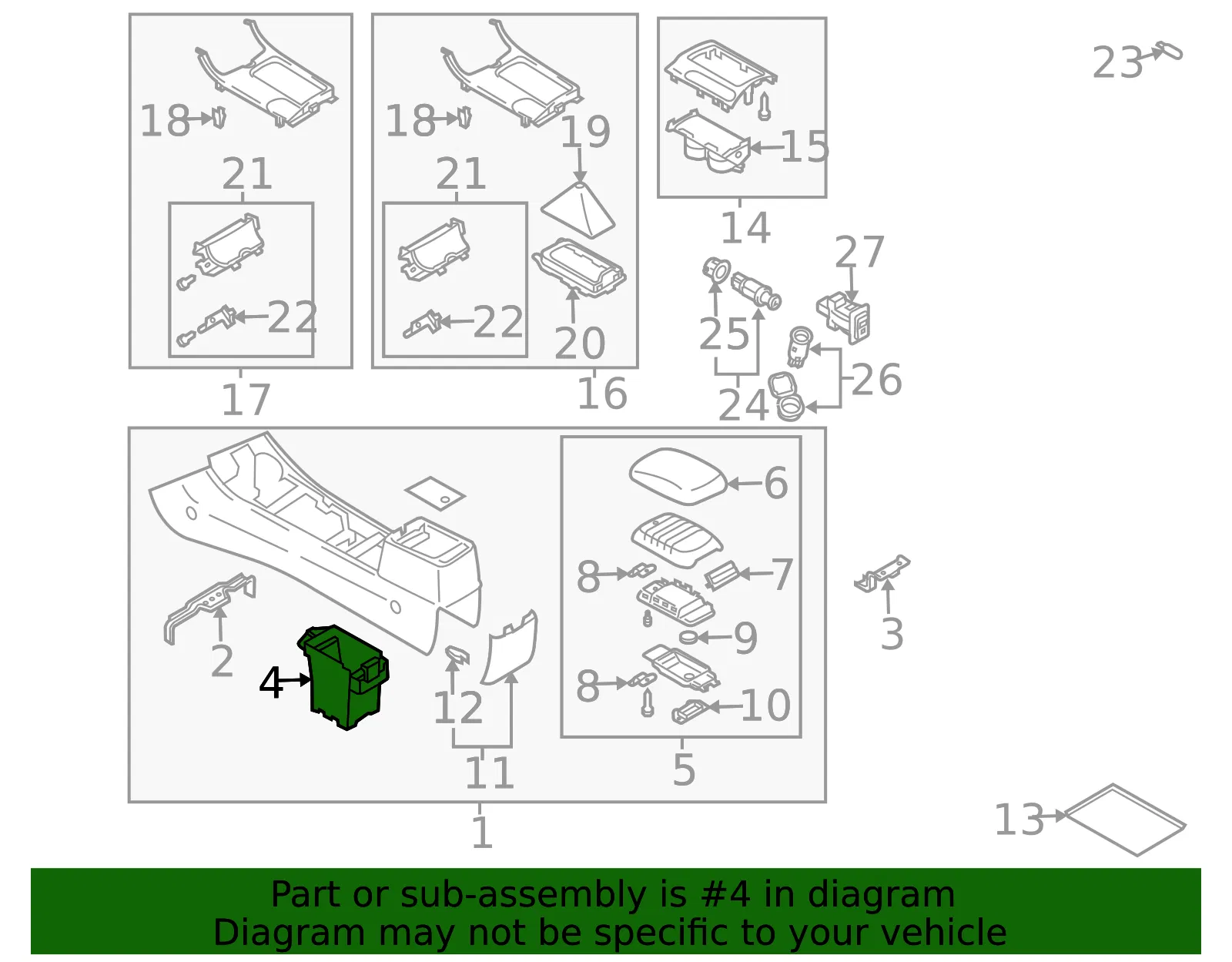 Console Compartment - Mazda (gk2a64441c02) - view 2