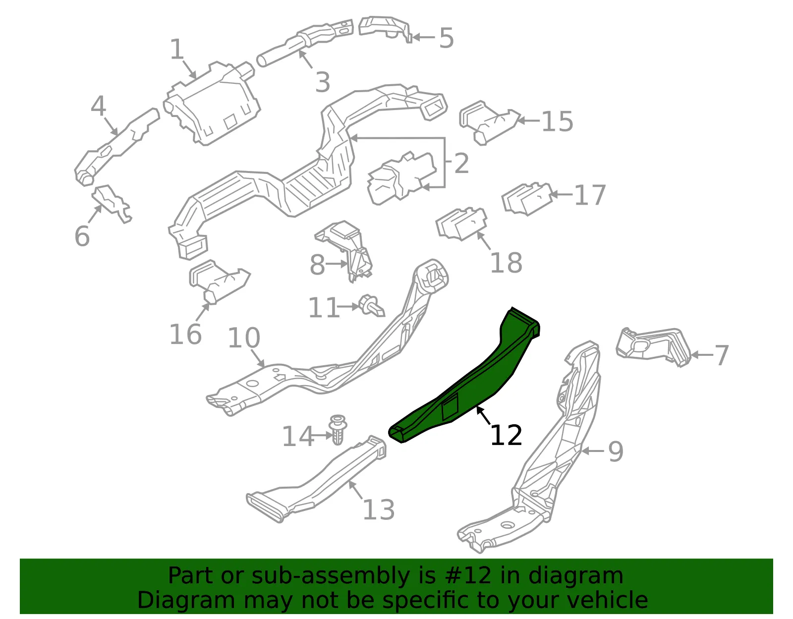 Instrument Panel Air Duct - Mazda (gme6618a1) - view 2