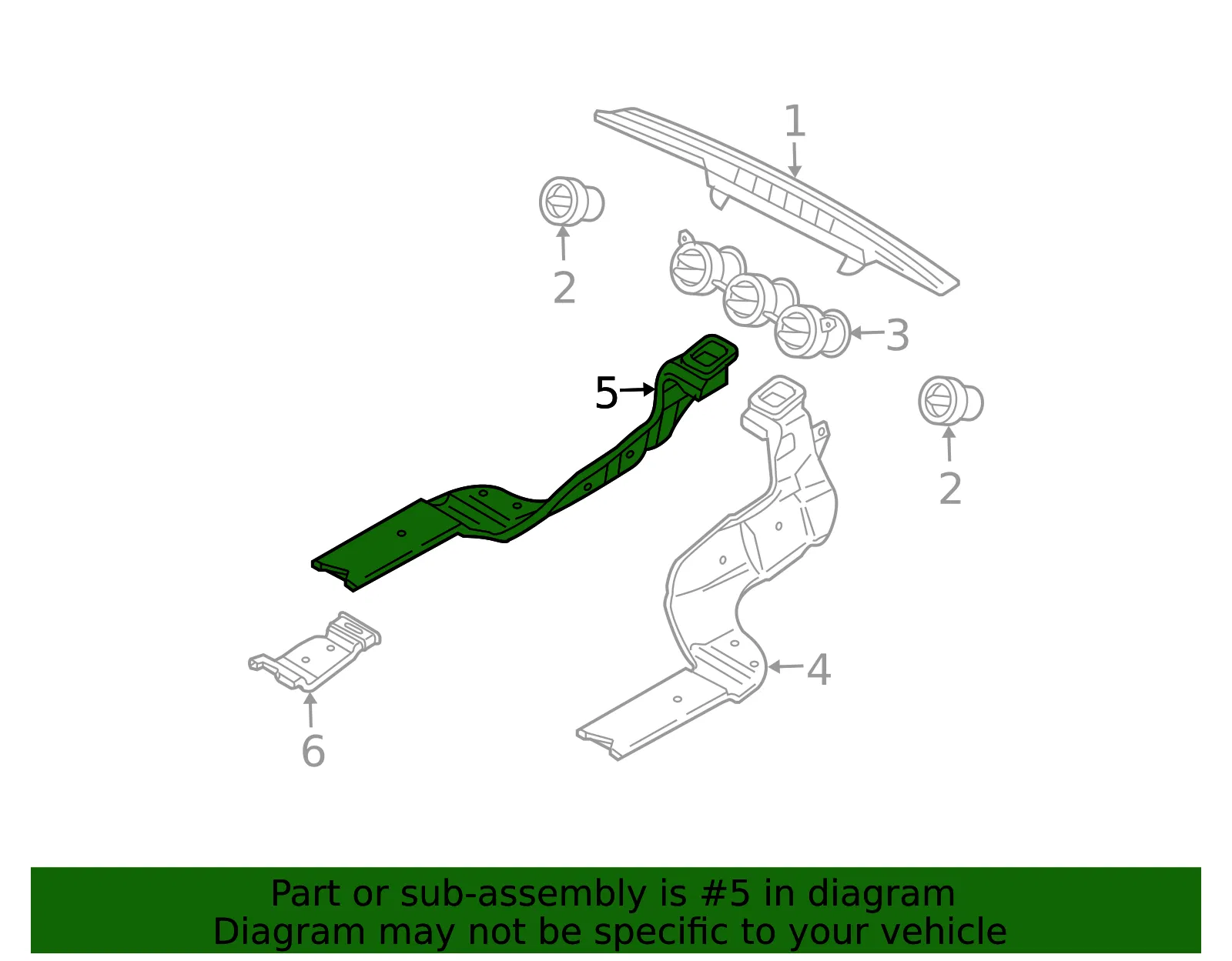 Instrument Panel Air Duct - Mazda (gr6a61273) - view 2
