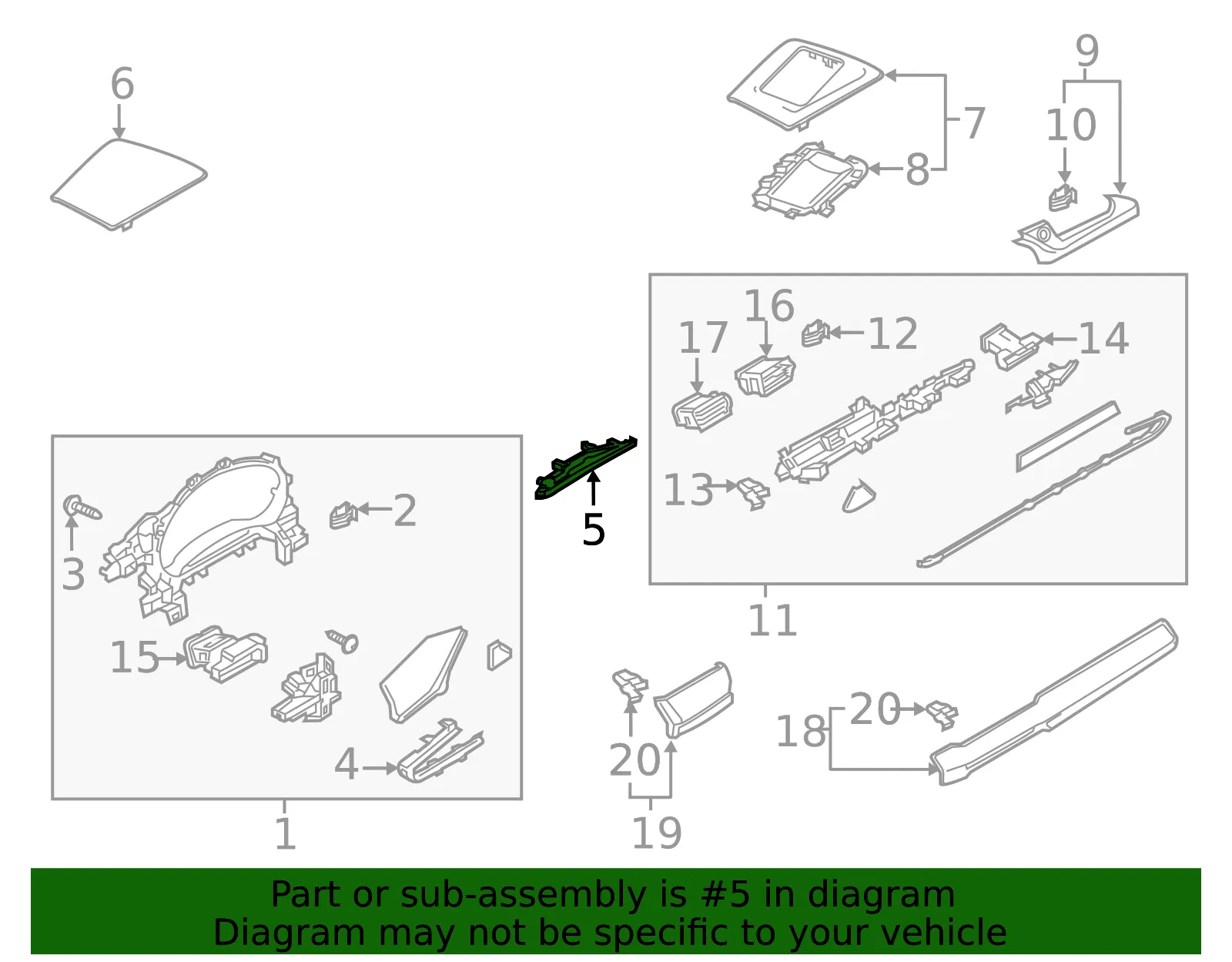 Instrument Panel Trim Panel - Mazda (grf55541y02) - view 2
