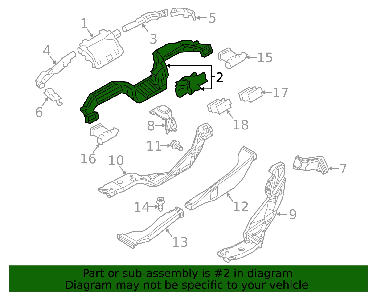 Instrument Panel Air Duct - Mazda (grf56494ya) - view 2