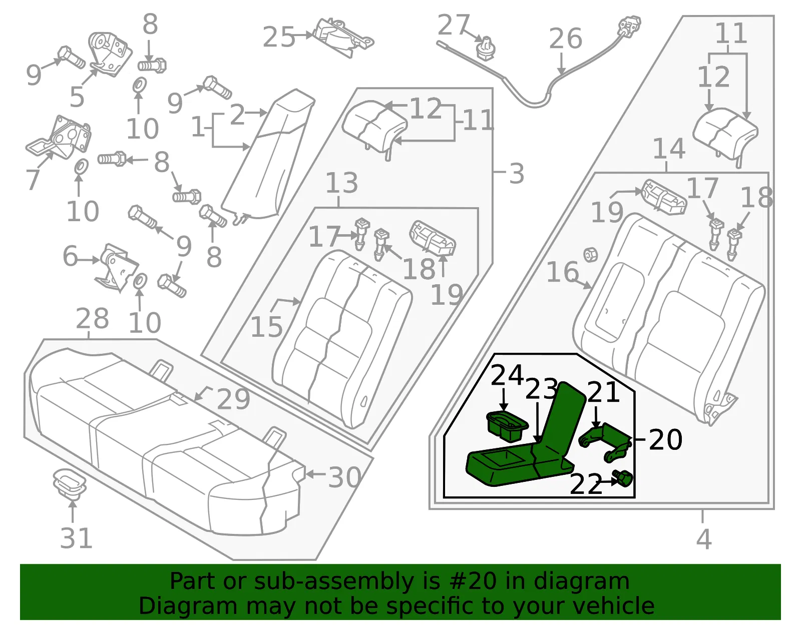 Armrest Assembly - Mazda (gs3l883b0b74) - view 2