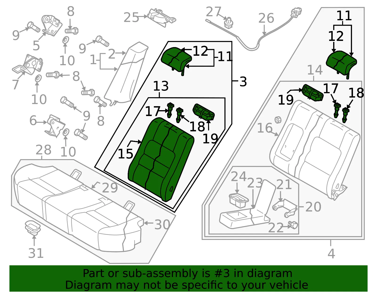 Seat Back Assembly - Mazda (gs3r57400d74) - view 2