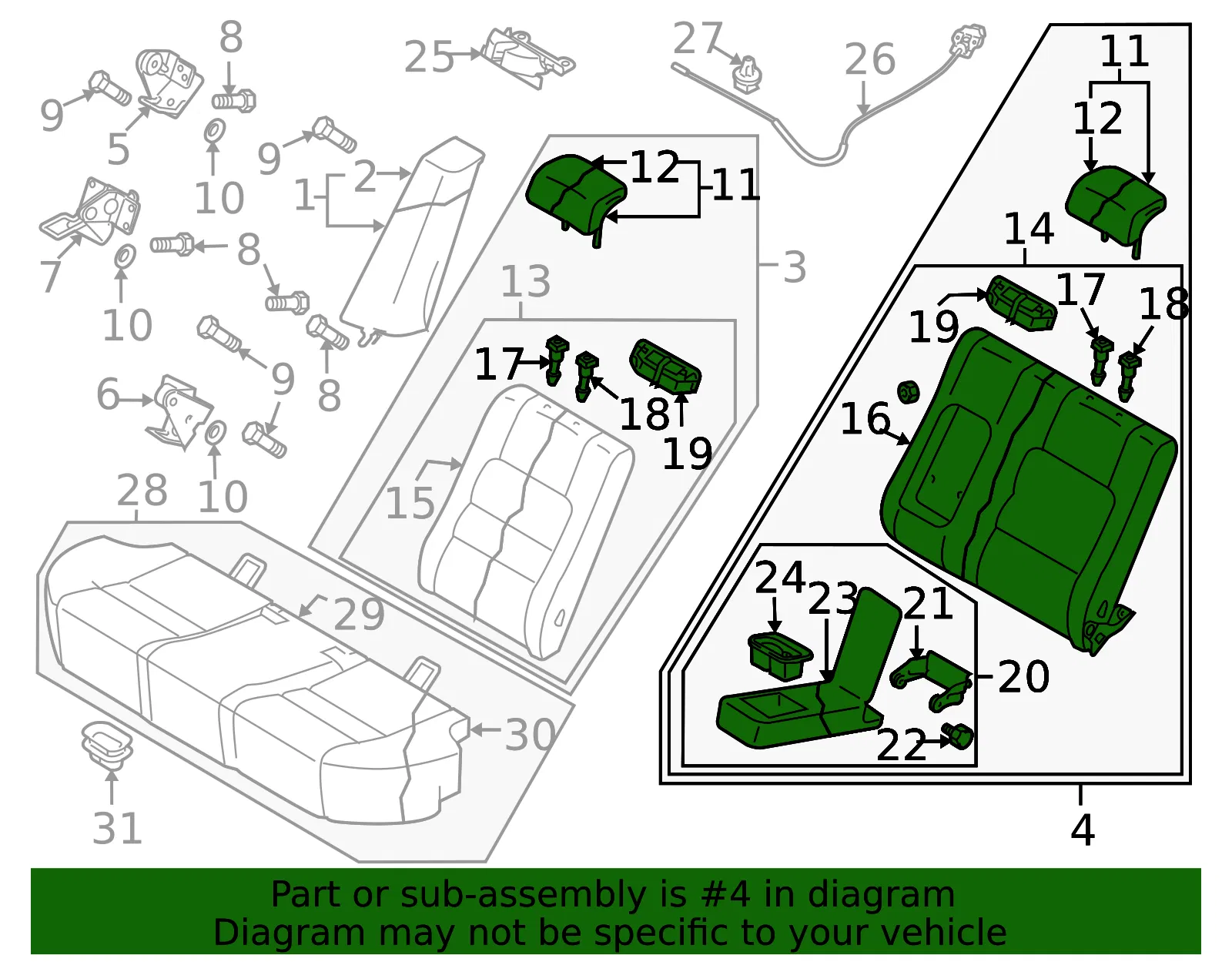 Seat Back Assembly - Mazda (gs3r57450c30) - view 2