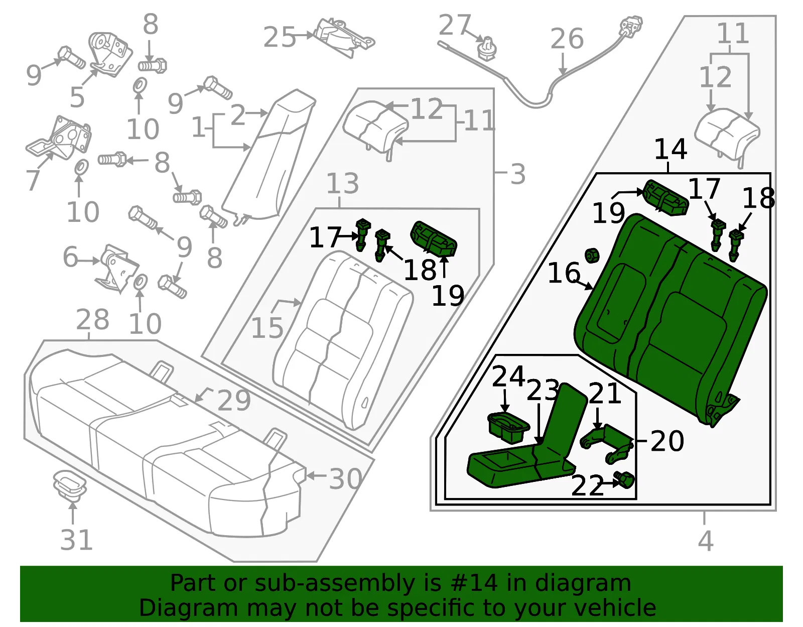Seat Back Assembly - Mazda (gs3r57450c74) - view 2