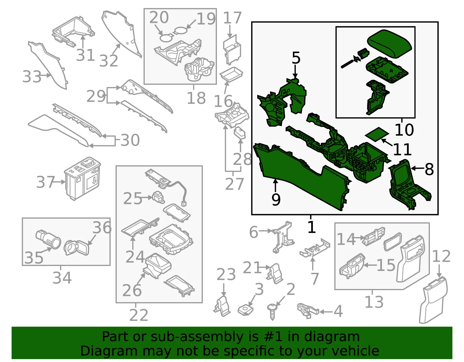 Center Console - Mazda (k12364420b02) - view 2