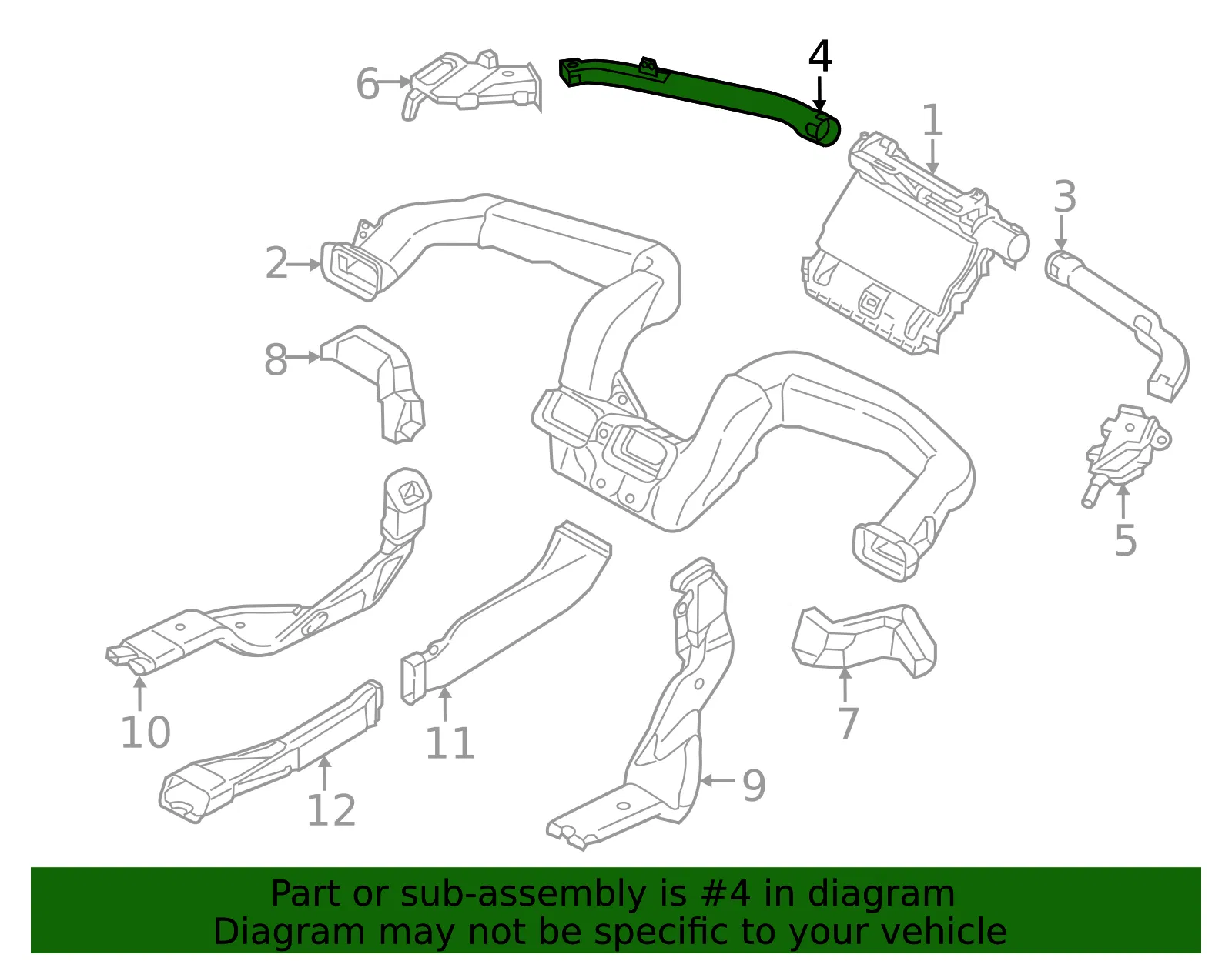 Instrument Panel Air Duct - Mazda (kb7w60193) - view 2
