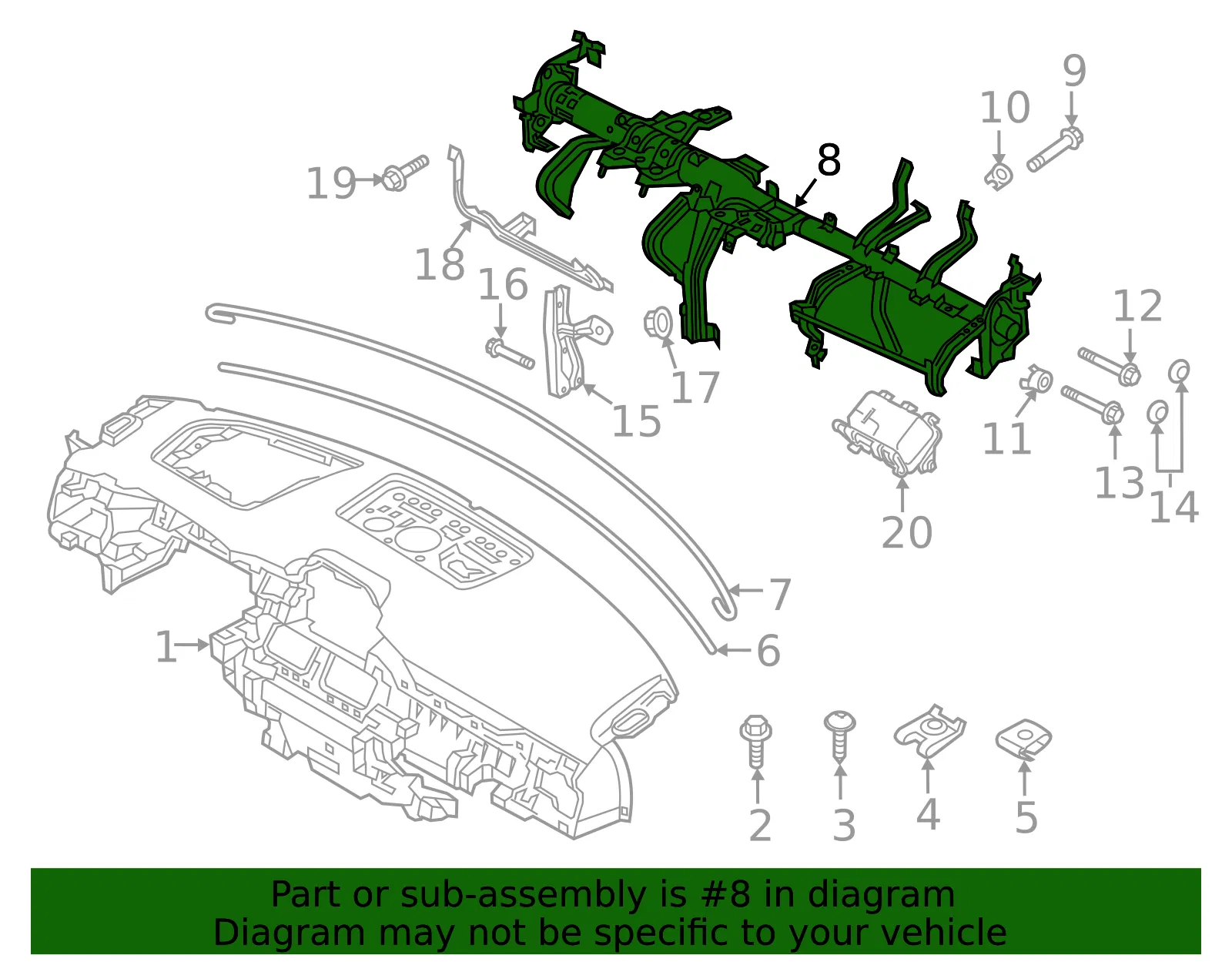 Instrument Panel Reinforcement - Mazda (kb7w60420b) - view 2