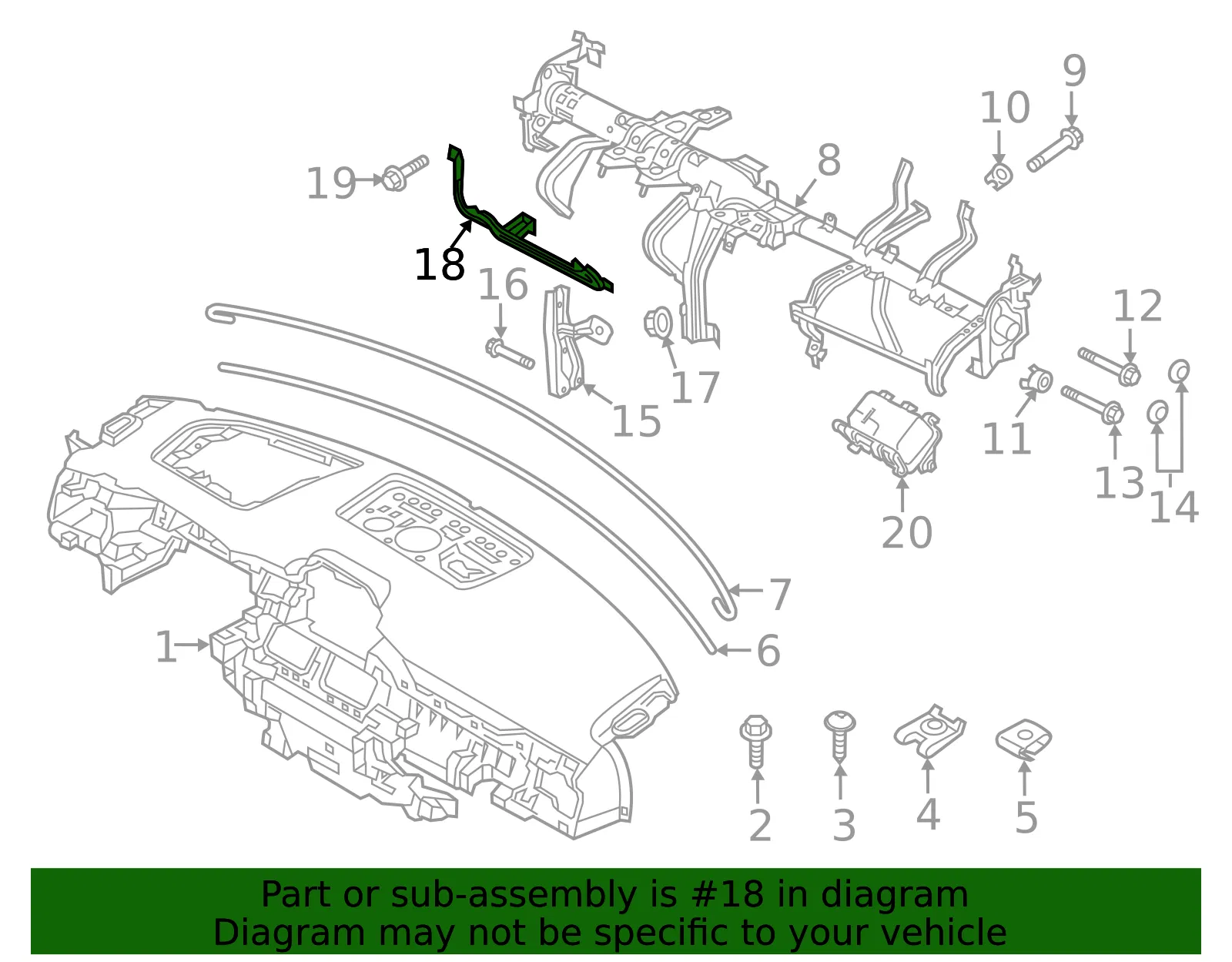 Instrument Panel Brace - Mazda (kb7w60k50) - view 2
