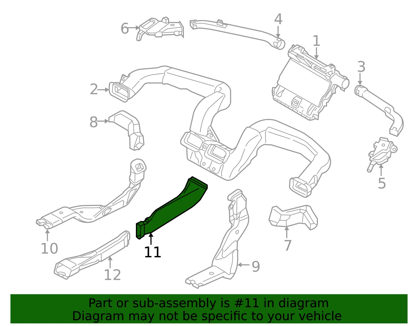 Instrument Panel Air Duct - Mazda (kb7w618a1) - view 2