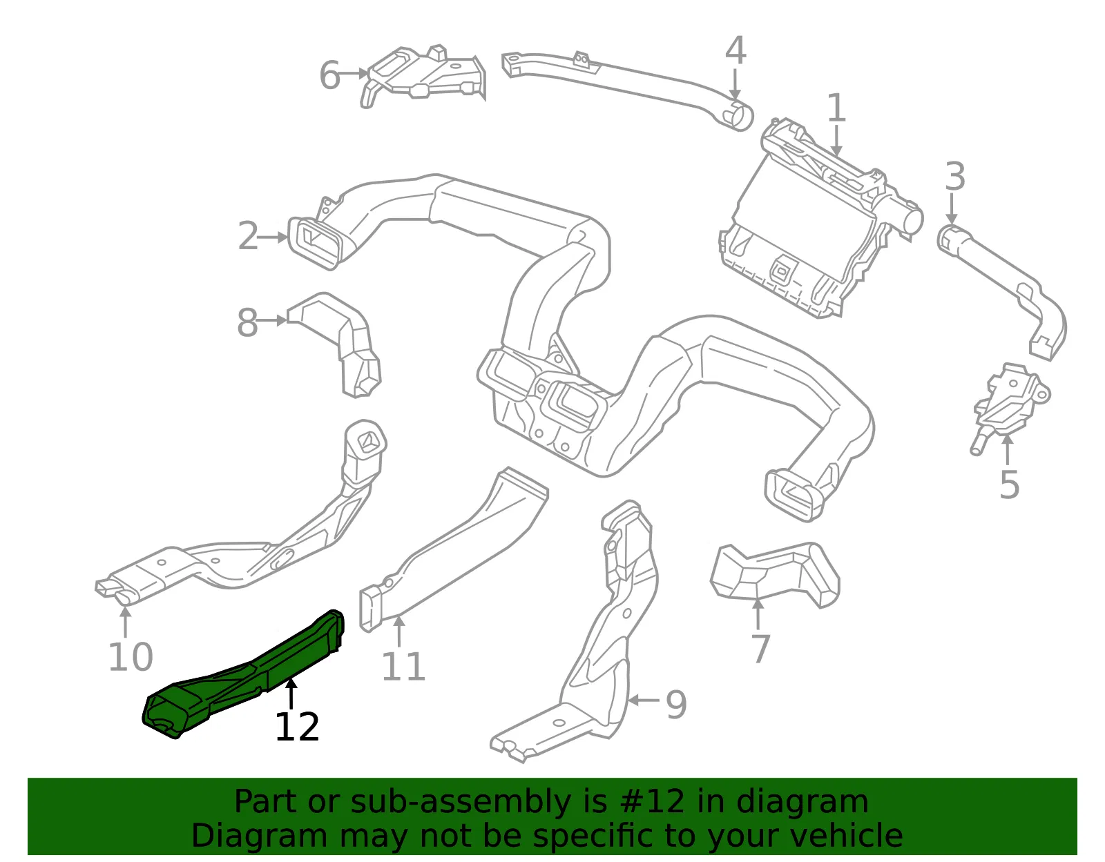 Instrument Panel Air Duct - Mazda (kb7w618a2) - view 2