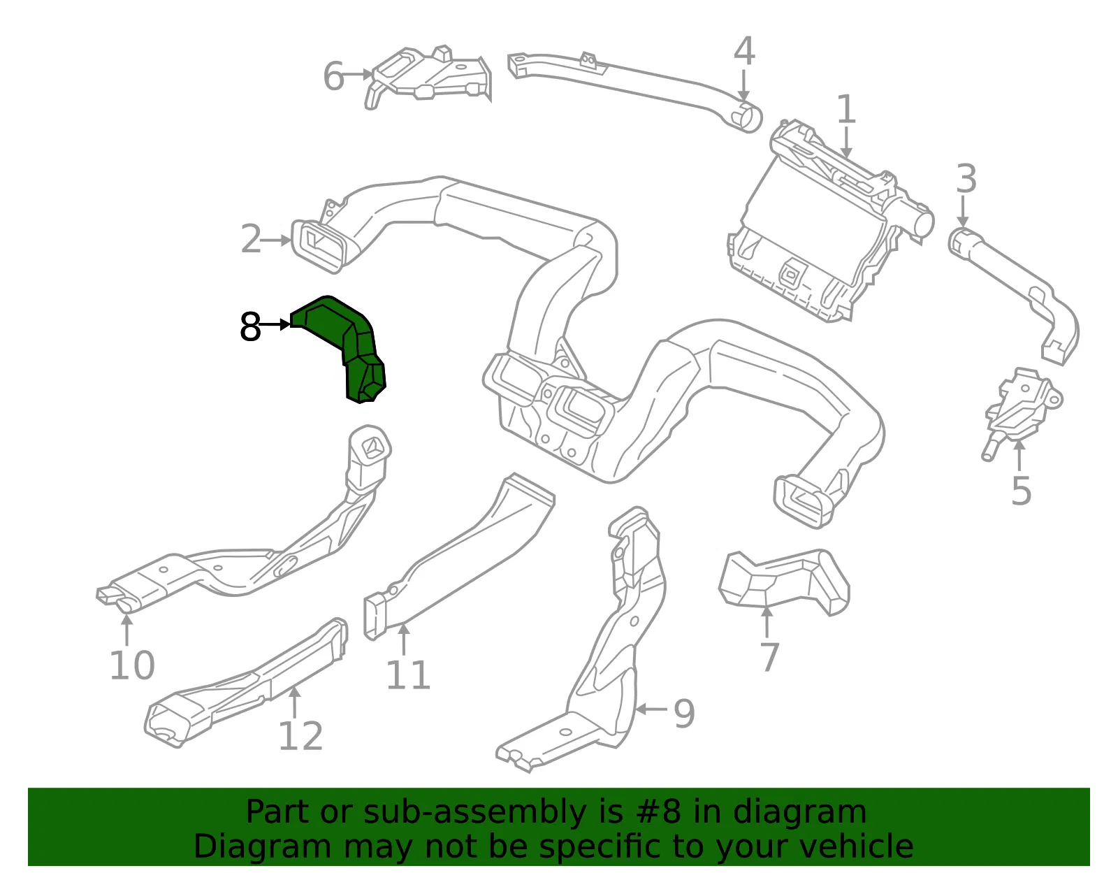 Instrument Panel Air Duct - Mazda (kd4561158d) - view 2