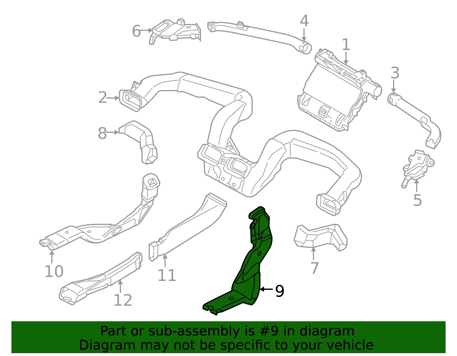 Instrument Panel Air Duct - Mazda (kd4561272c) - view 2