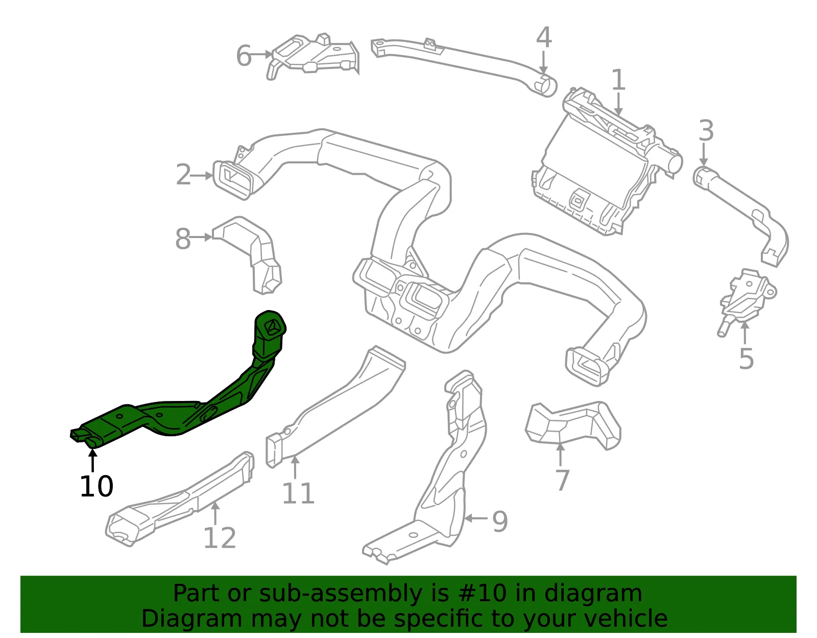 Instrument Panel Air Duct - Mazda (kd4561273b) - view 2