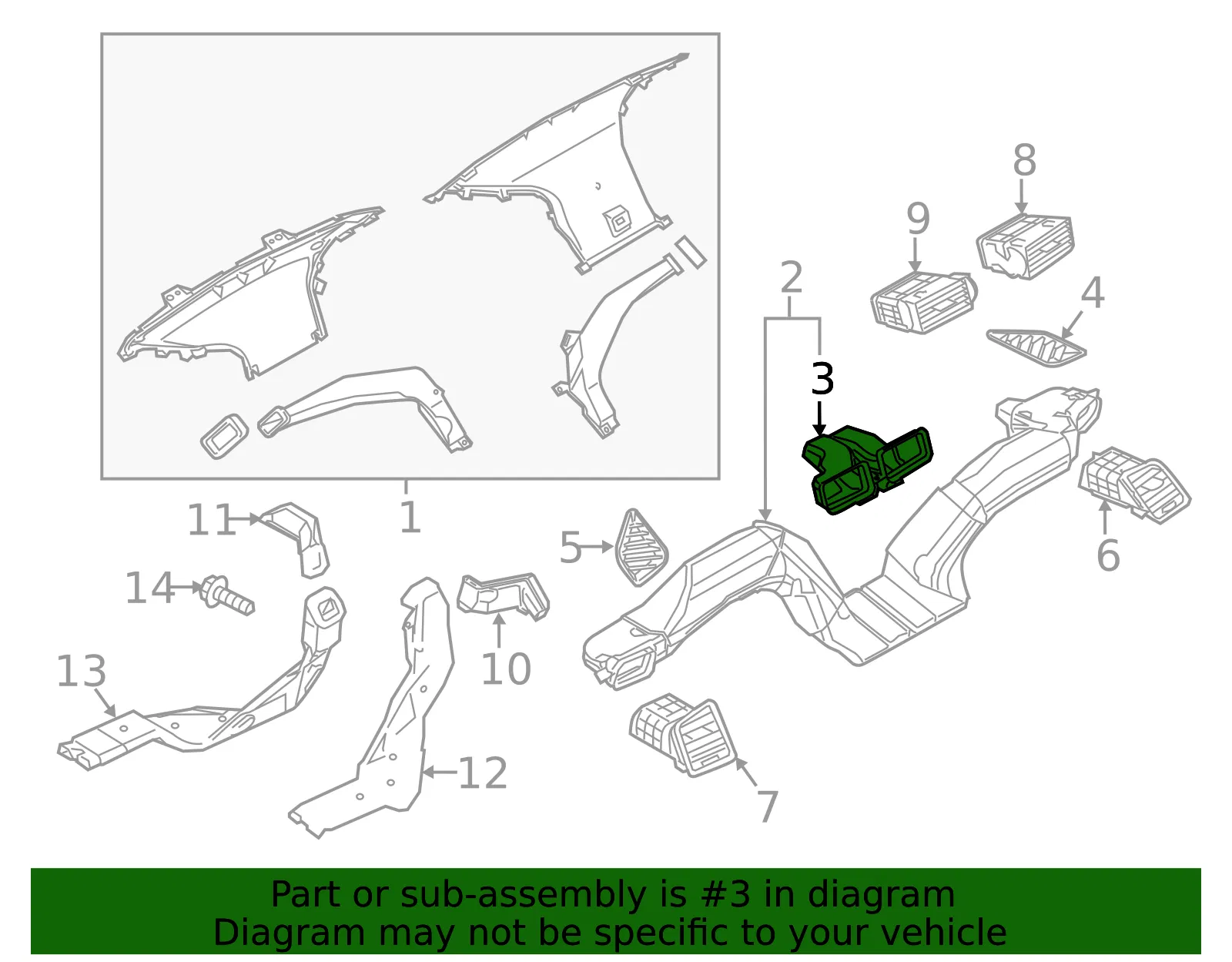 Instrument Panel Air Duct - Mazda (kd4564941) - view 2