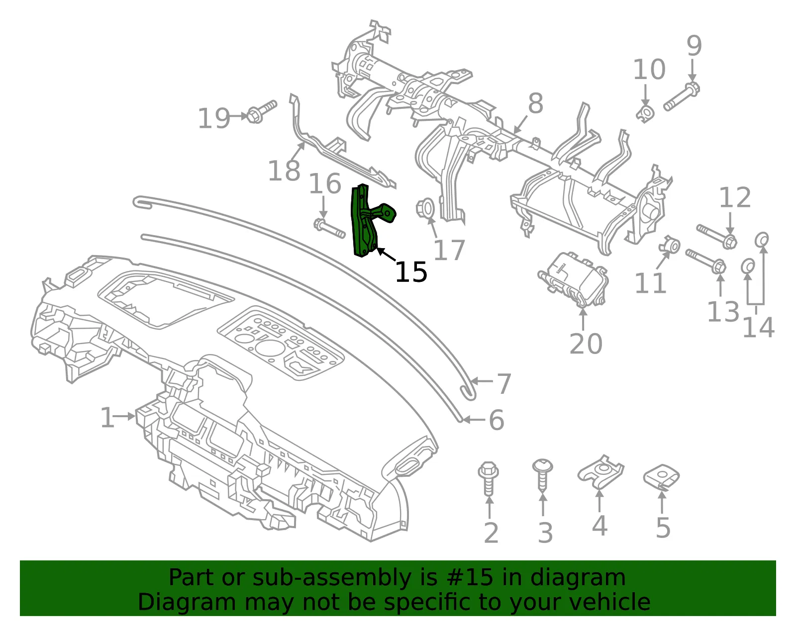 Instrument Panel Mounting Bracket - Mazda (kl2h60450) - view 2