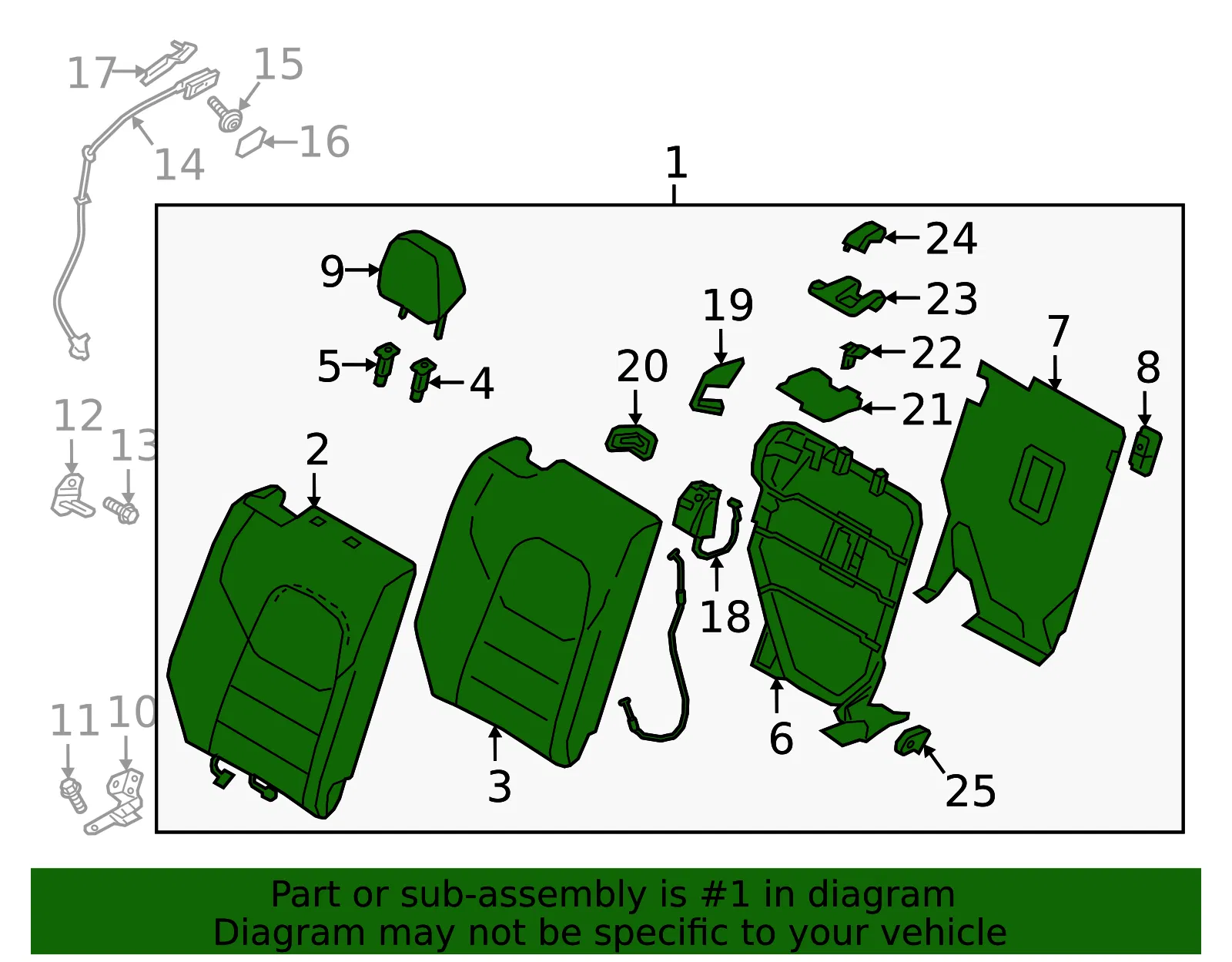Seat Back Assembly - Mazda (kl2r5740039) - view 2