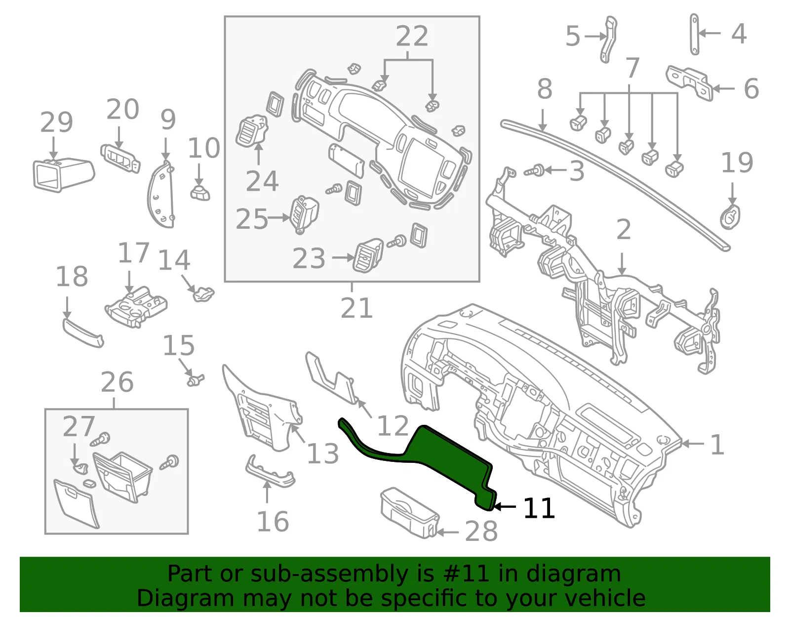 Instrument Panel Knee Bolster - Mazda (lc626036005) - view 2