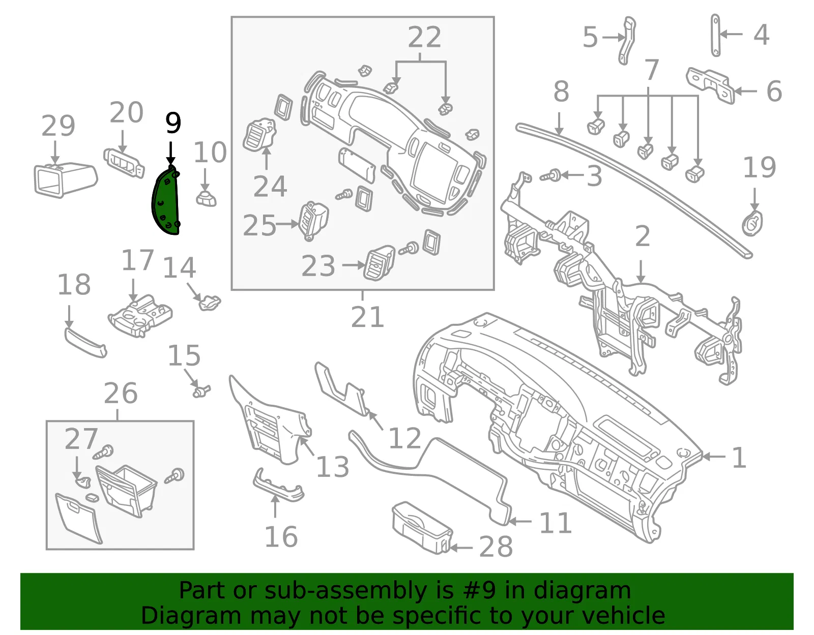 Instrument Panel Side Cover - Mazda (lc626496080) - view 2