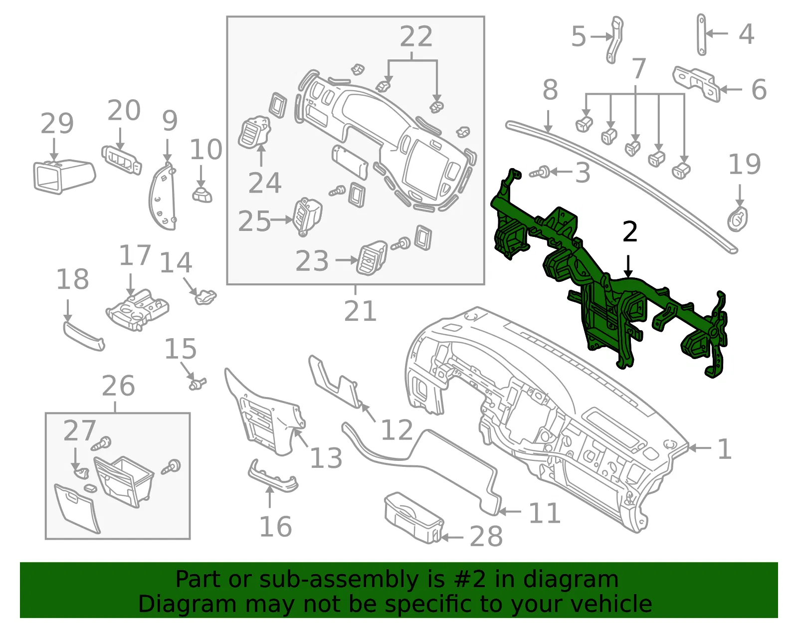 Instrument Panel Cross-Member - Mazda (le4360420) - view 2