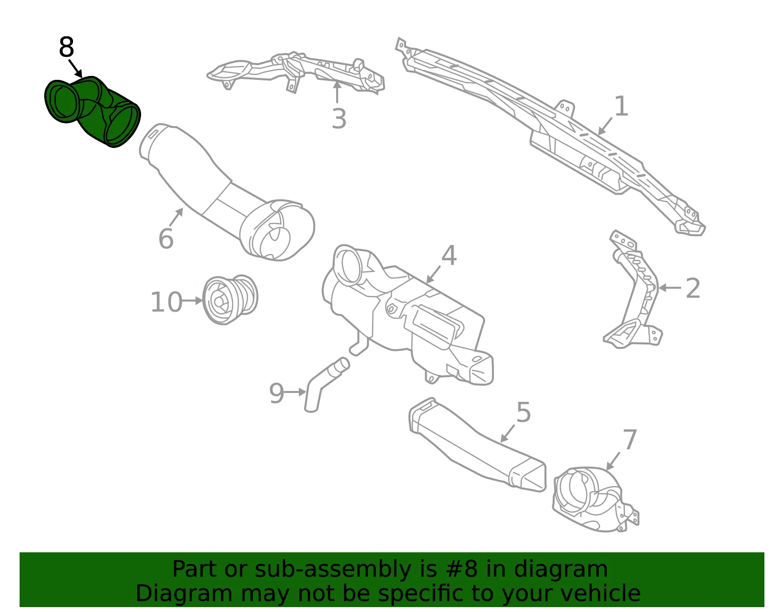 Instrument Panel Air Duct - Mazda (na5j6484xa) - view 2