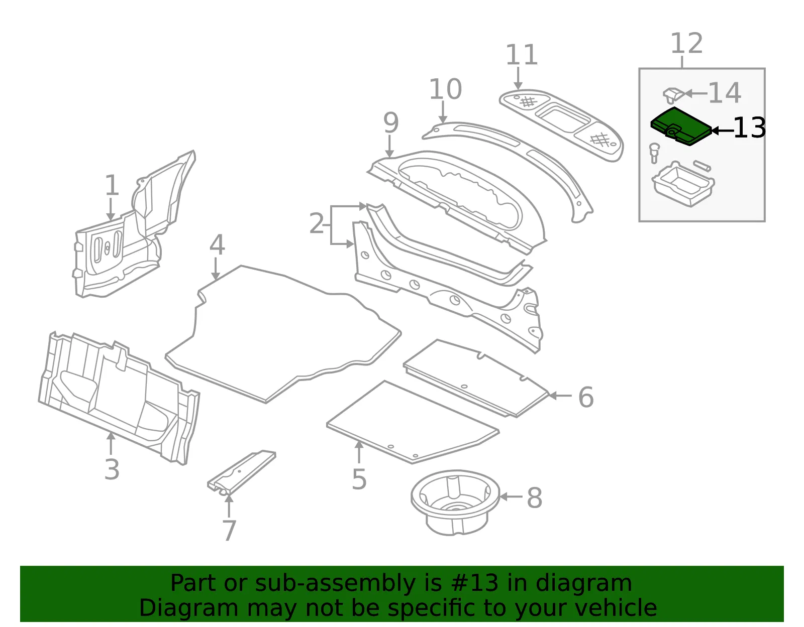 Floor Storage Compartment Lid - Mazda (t001683j1c02) - view 2