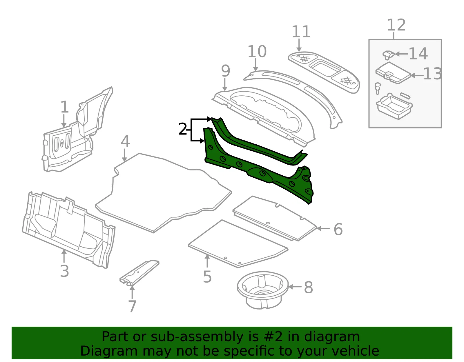 Trunk Trim Panel - Mazda (t0016889xd05) - view 2