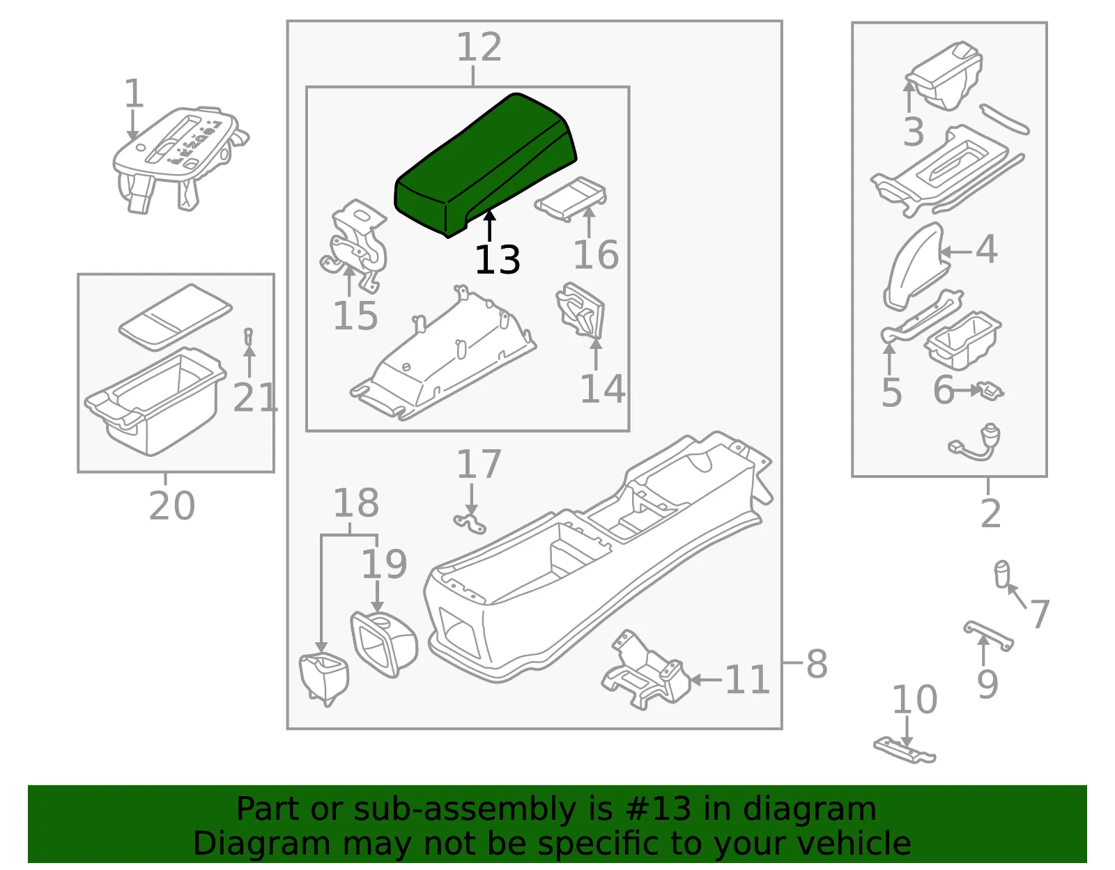 Console Lid - Mazda (t03264461b90) - view 2
