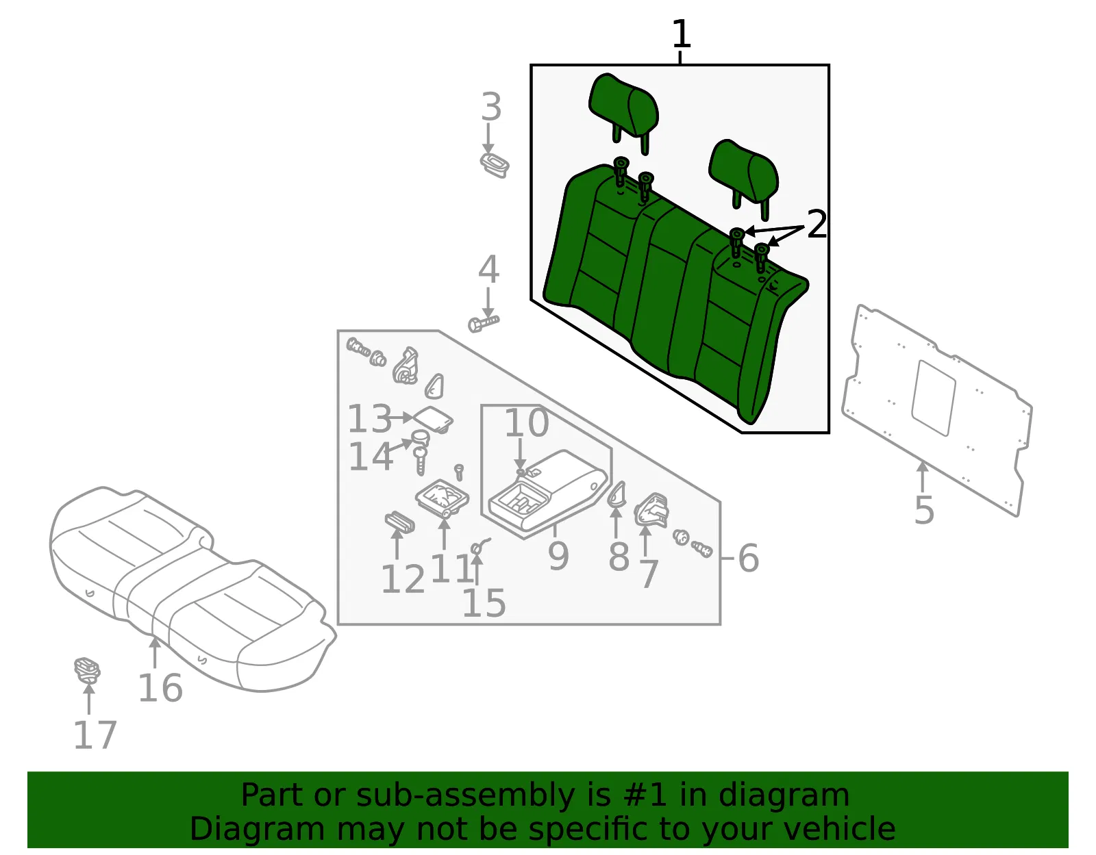 Seat Back Assembly - Mazda (t06257350b80) - view 2