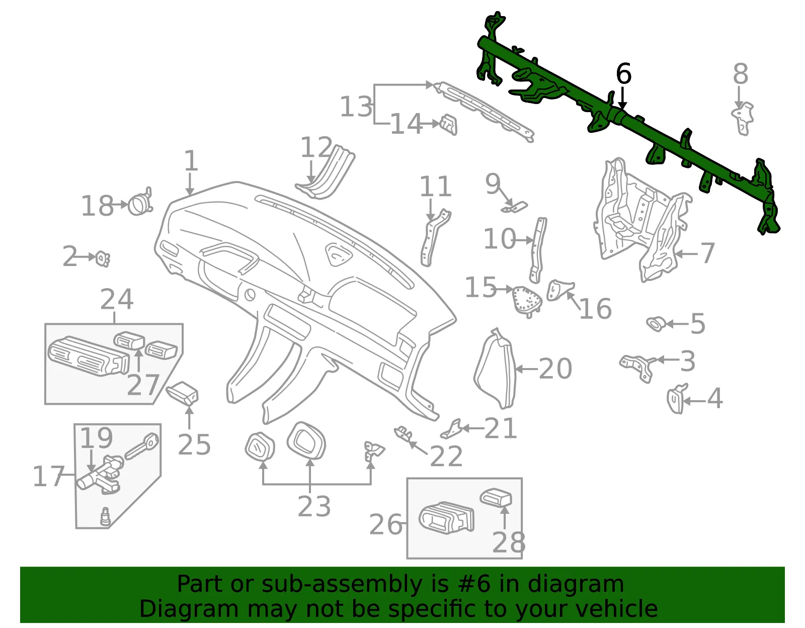 Instrument Panel Cross-Member - Mazda (ta0160420k) - view 2