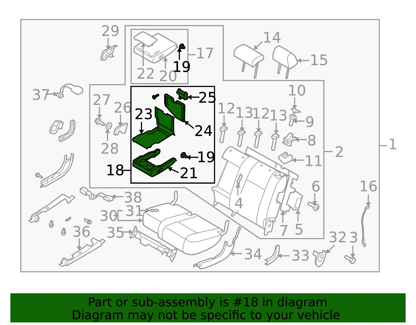 Armrest Assembly - Mazda (td13882b034) - view 2