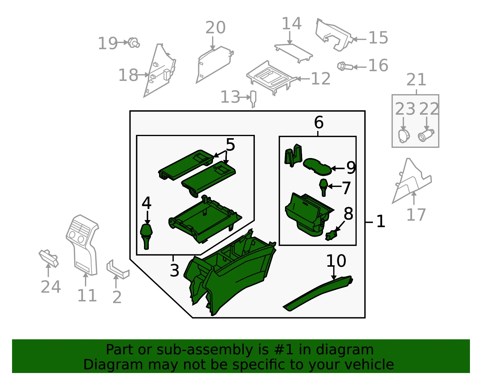 Console Assembly - Mazda (te6964420k35) - view 2