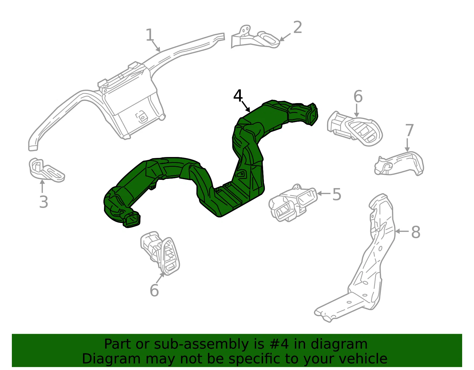 Instrument Panel Air Duct - Mazda (tk486494yb) - view 2
