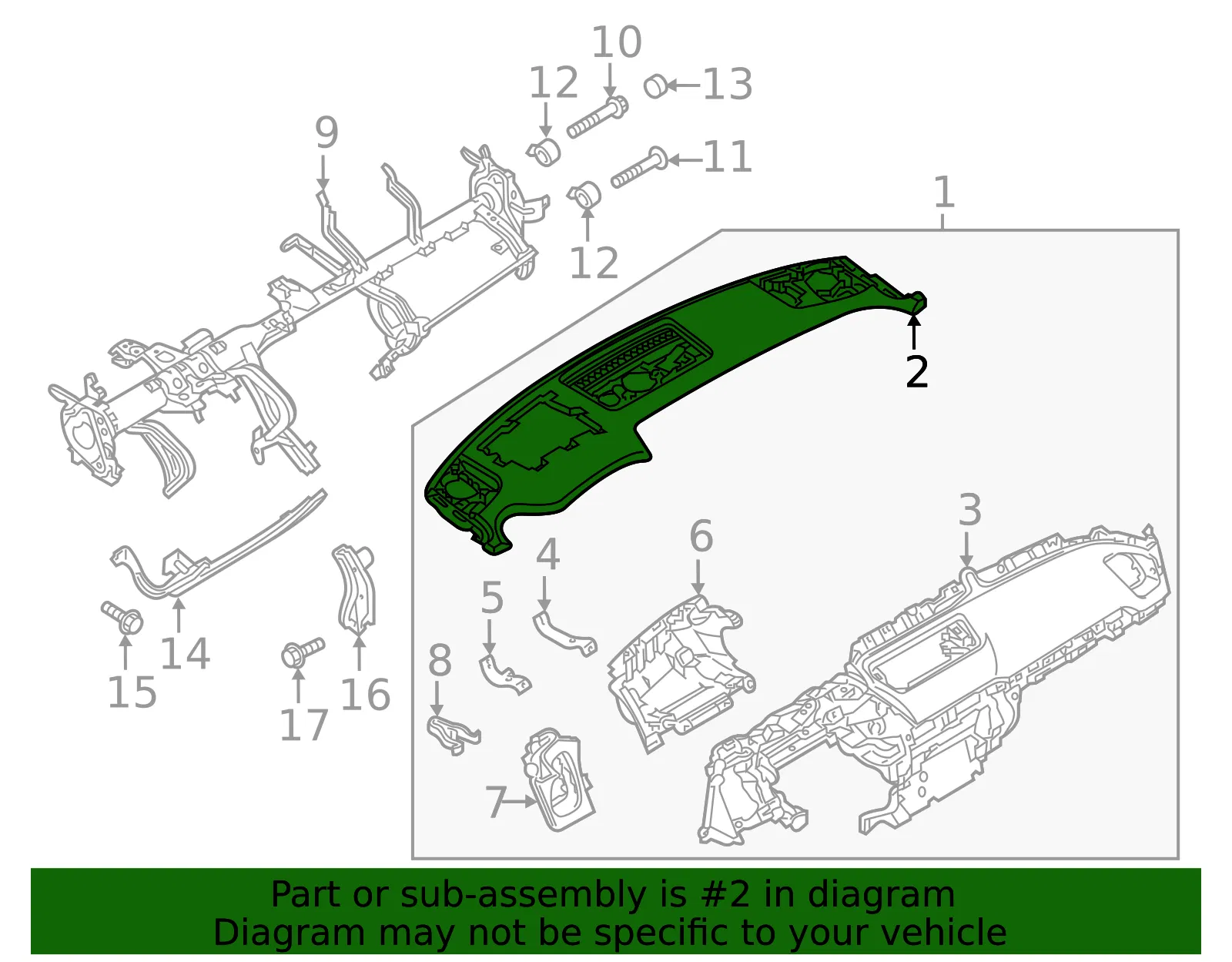 Instrument Panel Pad - Mazda (tk5260350c02) - view 2